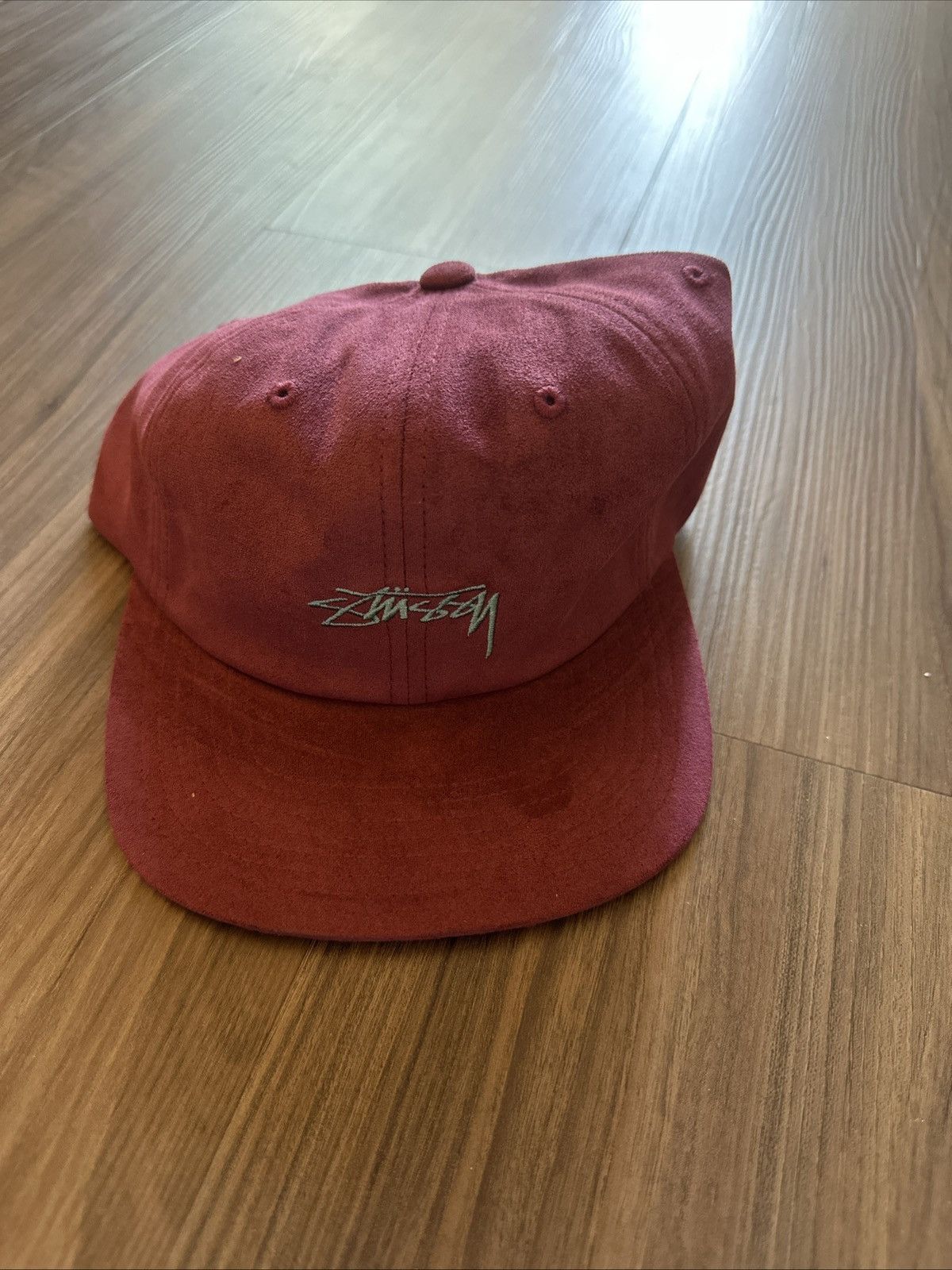 Stussy Stussy Men’s Washed Oxford Canvas Hat Burgundy with Green Size ONE SIZE - 1 Thumbnail
