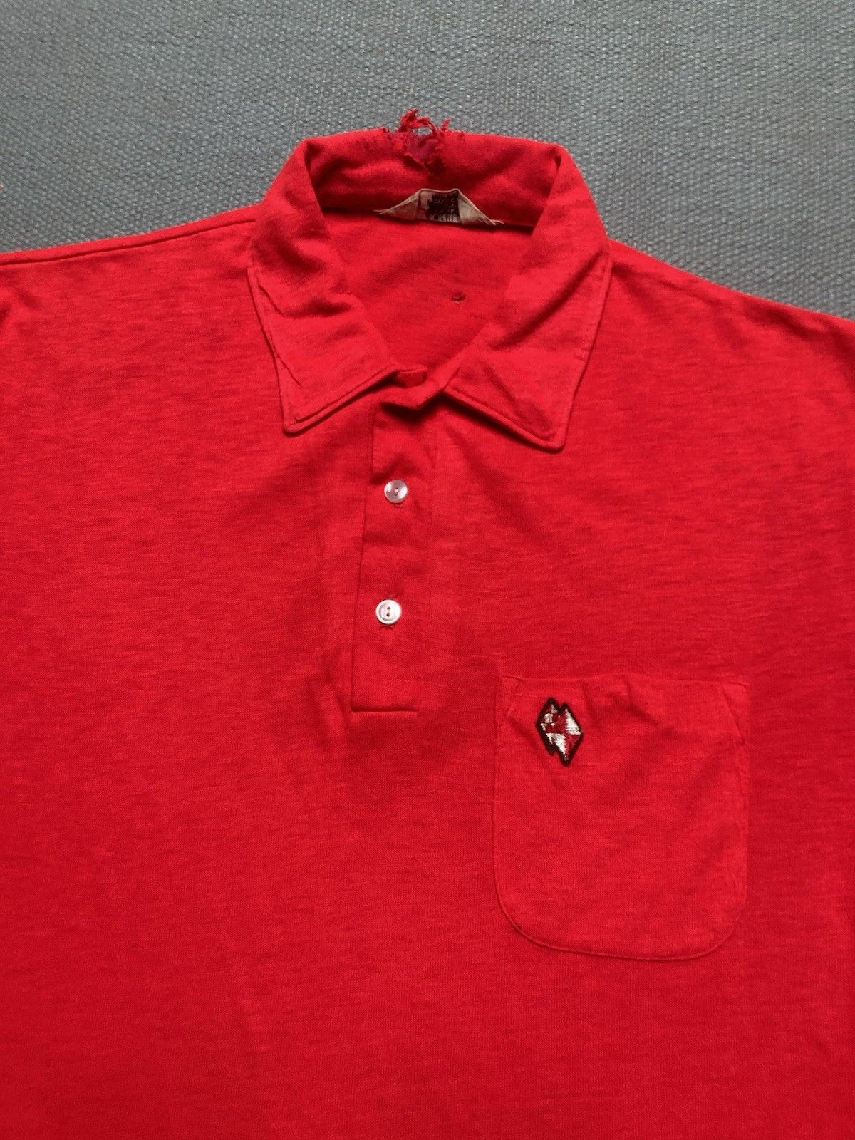 Vintage 1960s short sleeve polo shirt acrylic crimson adult medium Size US M / EU 48-50 / 2 - 2 Thumbnail