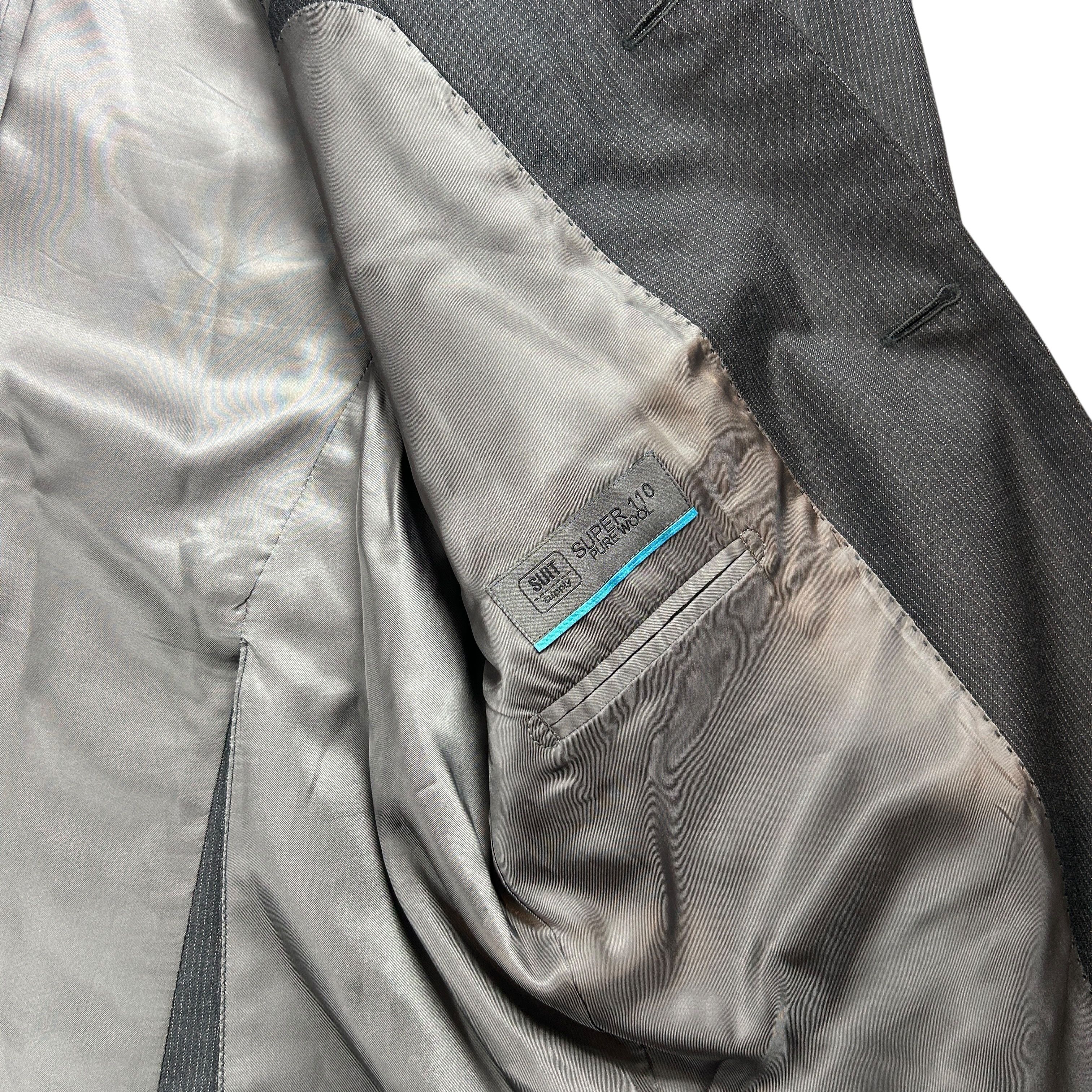 Suitsupply Suitsupply Gray Pinstripe Drop 7 Slim 110 Wool Blazer 40L Size 40L - 7 Thumbnail