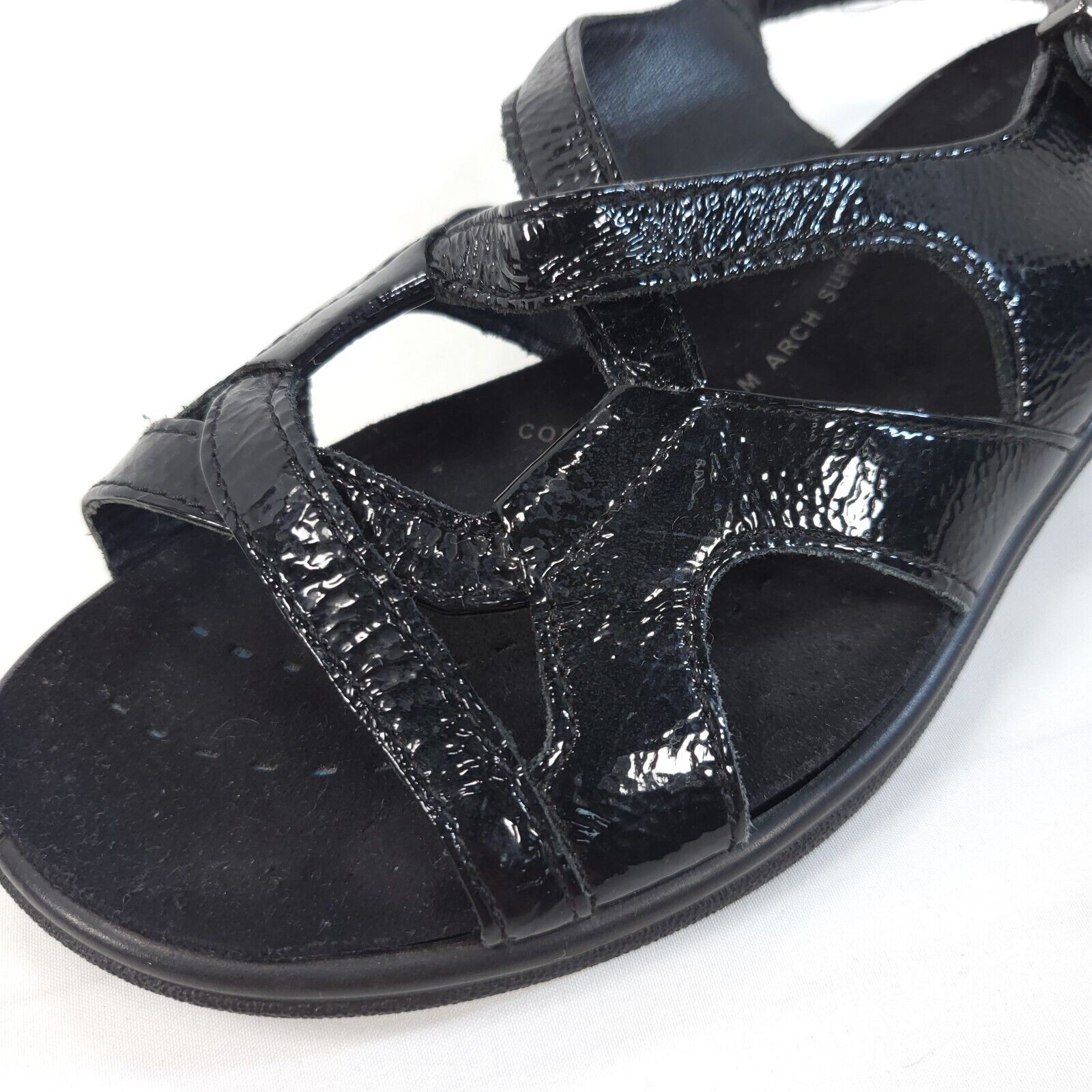 Ecco Ecco Patent Slingback Buckle Sandals Women Size 6.5 37 Black Size US 6.5 / IT 36.5 - 7 Thumbnail