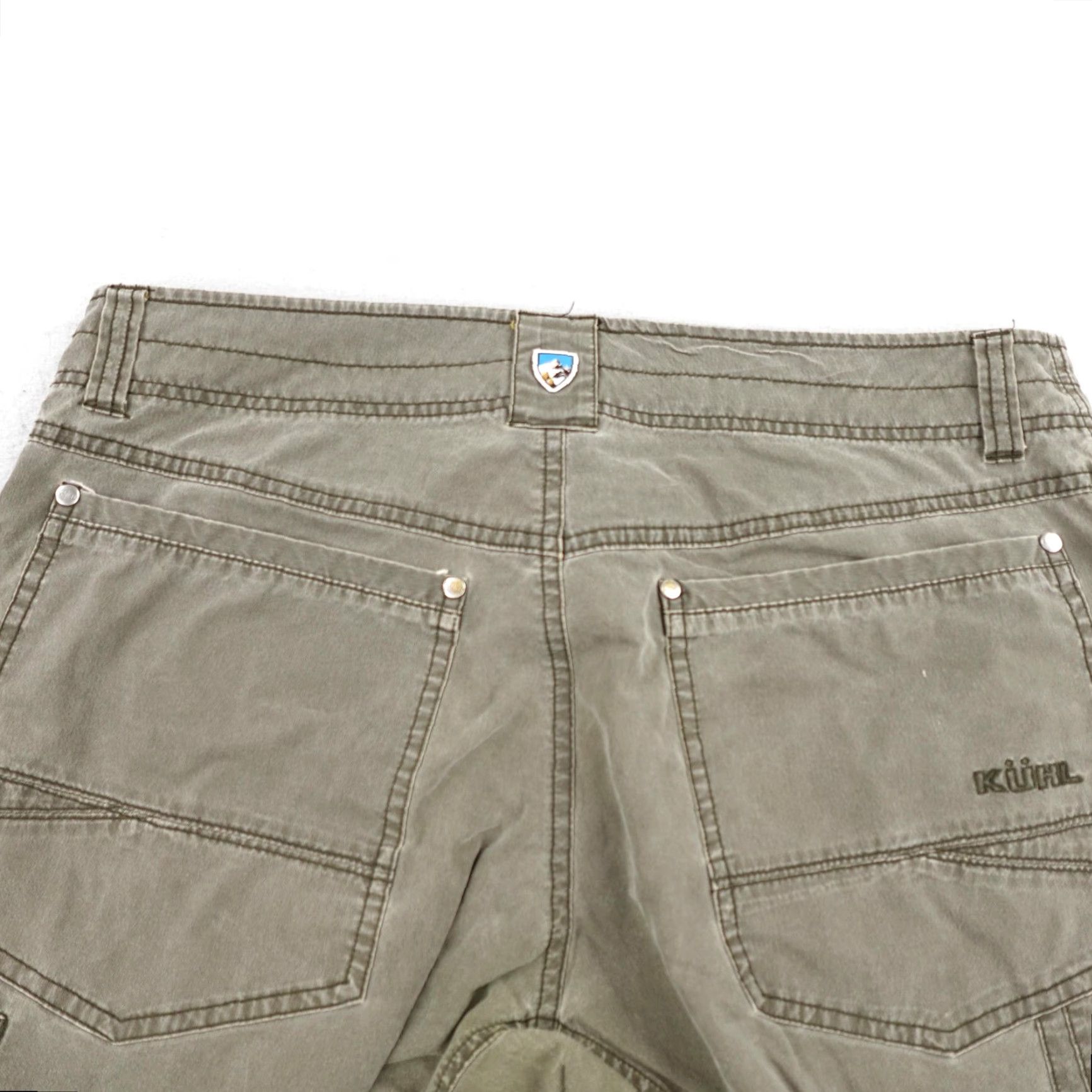 Vintage Kuhl Revolvr Cargo Pants Mens 34x30 Green Distressed Outdoor Hiking Work Jeans 5-Pocket Burnished Size US 34 / EU 50 - 7 Thumbnail
