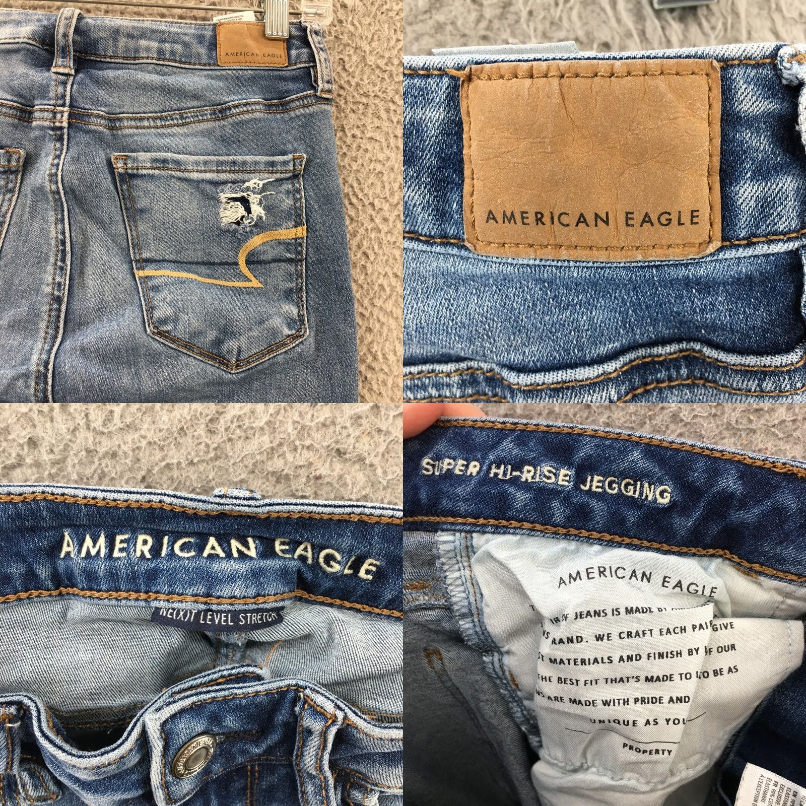 American Eagle Outfitters American Eagle Outfitters Jegging Jeans Womens 4S Blue Denim High-Rise Comfort Stretch Pockets Button Regular 28x25``` Size 27" / US 4 / IT 40 - 10 Thumbnail