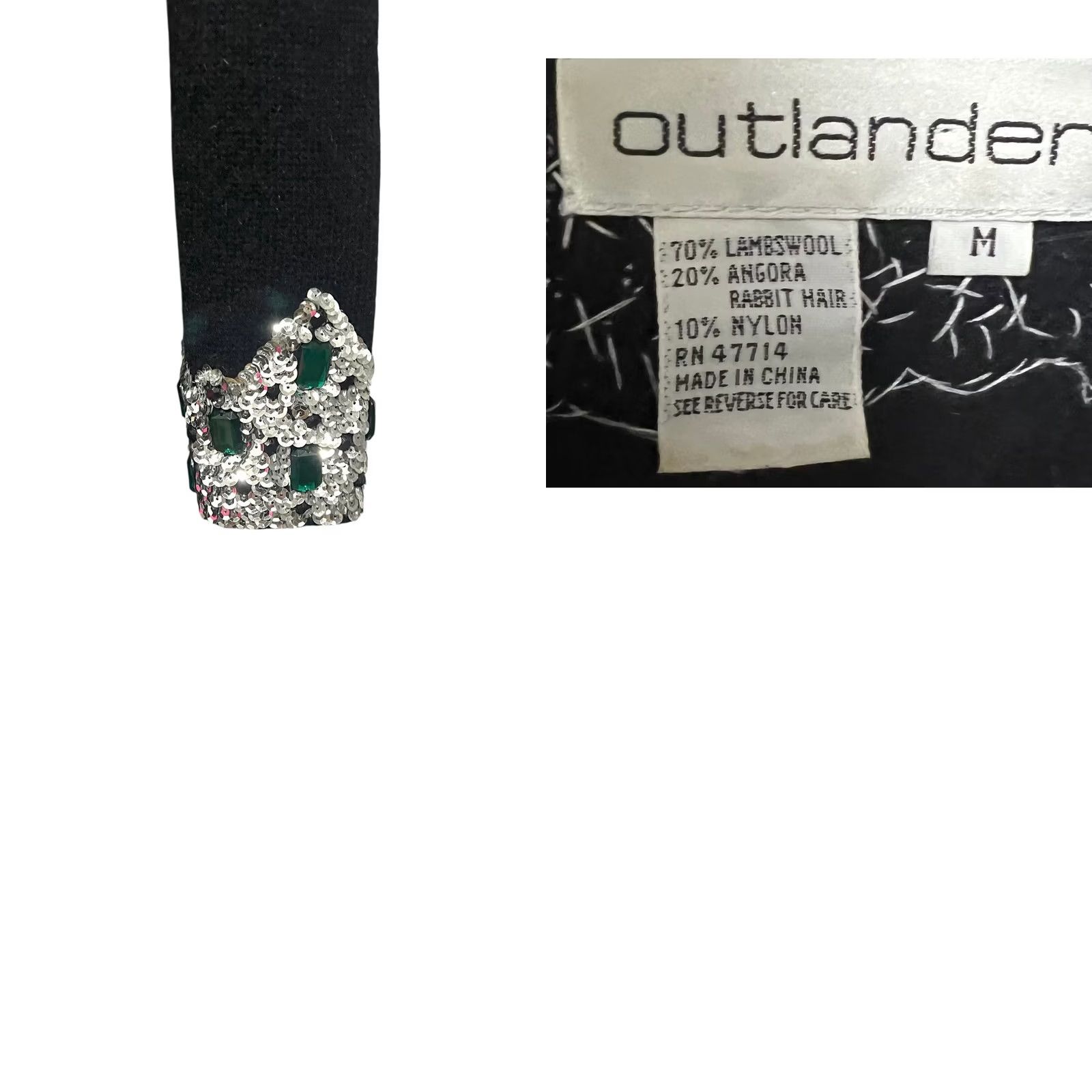 Etro VINTAGE Outlander Sweater Dress Dress Medium Black Wool Angora Bling Midi Retro 90s Womens Beaded Rhinestone 80s 90s Size M / US 6-8 / IT 42-44 - 8 Thumbnail