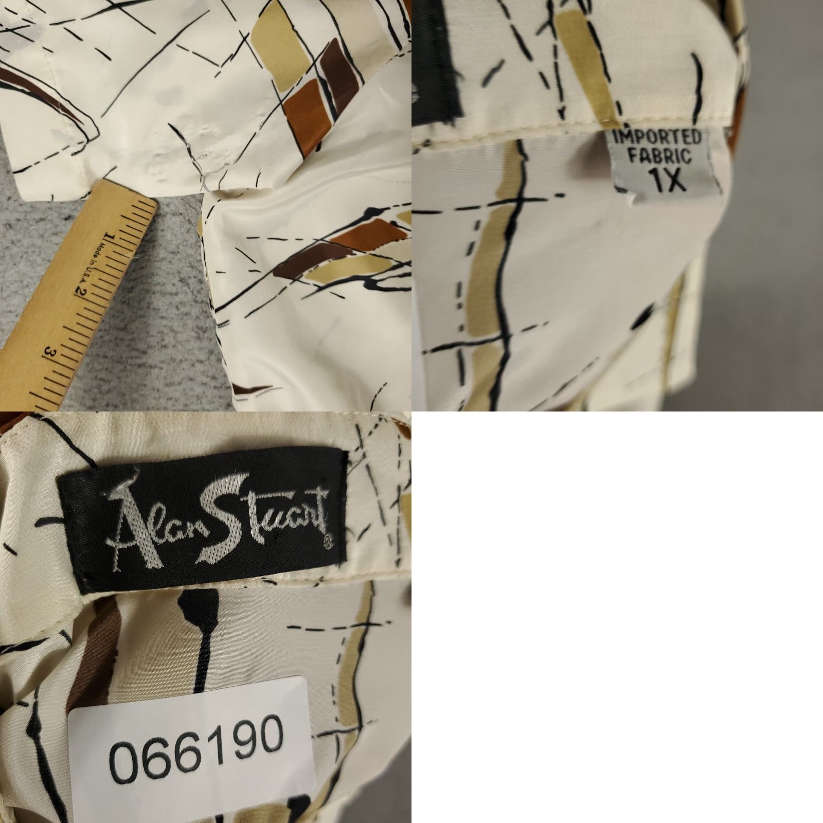 Vintage VINTAGE Alan Stuart Polo Shirt Mens 1X Beige Abstract Short Sleeve Shirt Size US XL / EU 56 / 4 - 8 Thumbnail