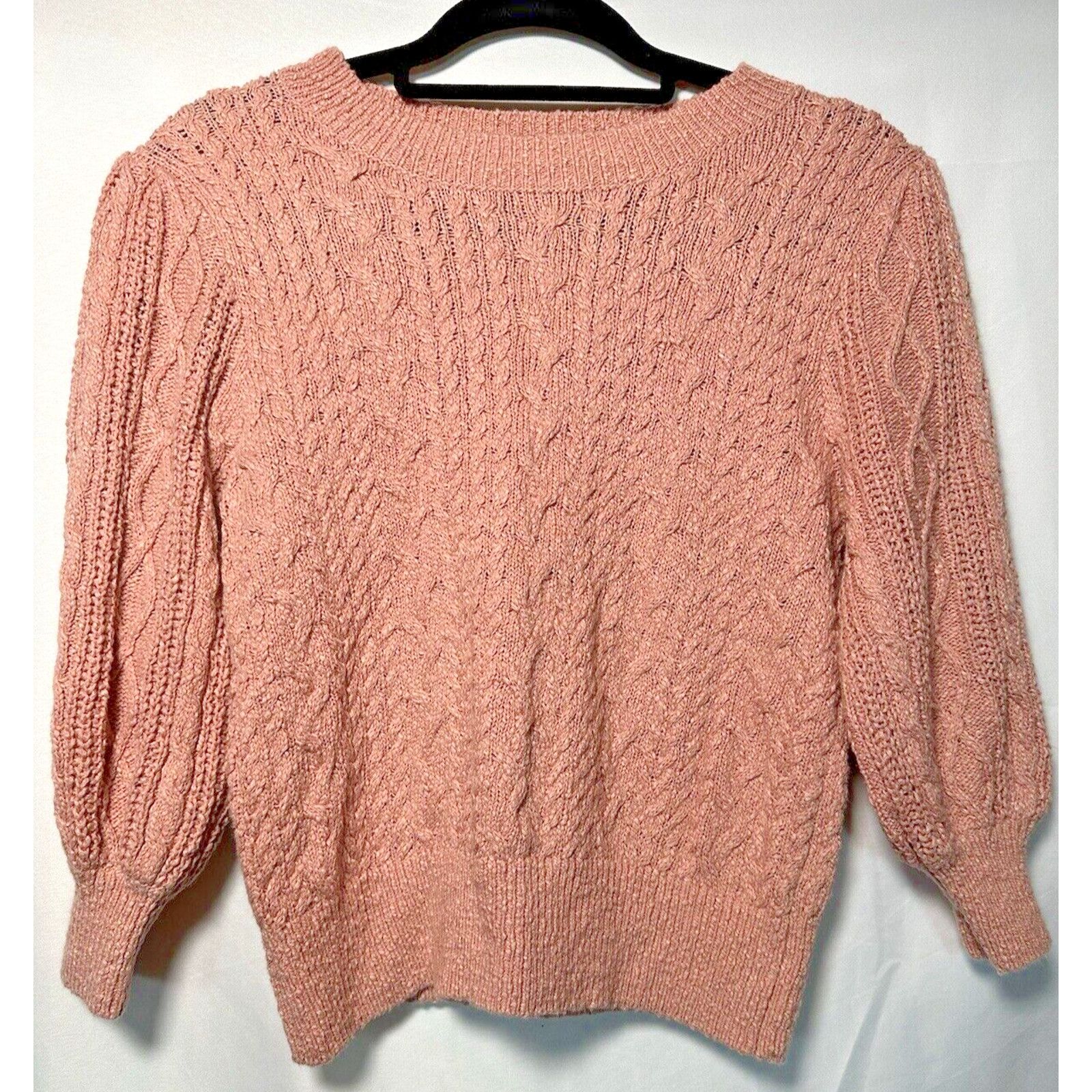 Free People Free People Chunky Crop Sweater Villa Pink Cable Knit Sz S Size S / US 4 / IT 40 - 1 Thumbnail