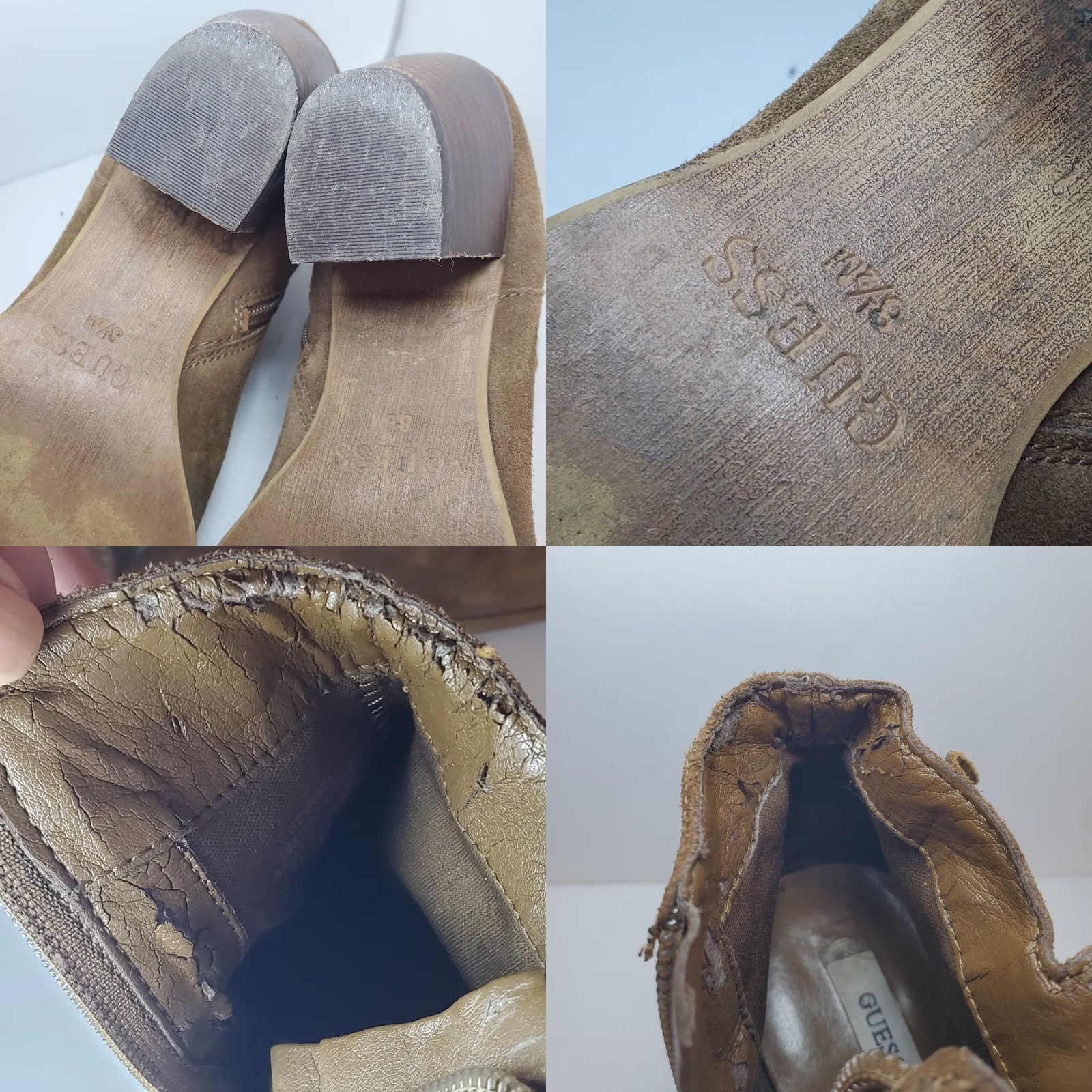 Guess VINTAGE GUESS 90s Y2K Brown Suede Leather Bootie Womens Sz 8.5 Chic City Boho Western Block Heel Buckle Zip Casual Size US 9 / IT 39 - 8 Thumbnail