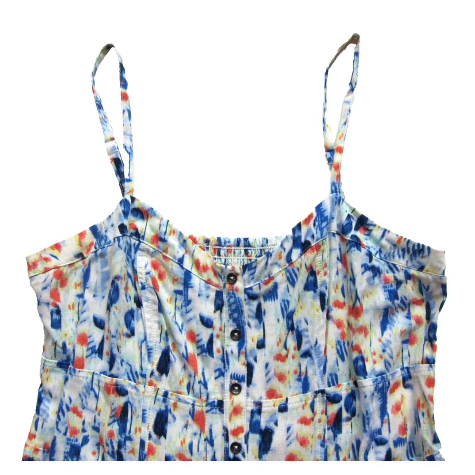 Express Express Dress Womens Medium Blue Yellow Orange Tie Dye Pocket Tank Slip Sun Rayon Size M / US 6-8 / IT 42-44 - 4 Thumbnail