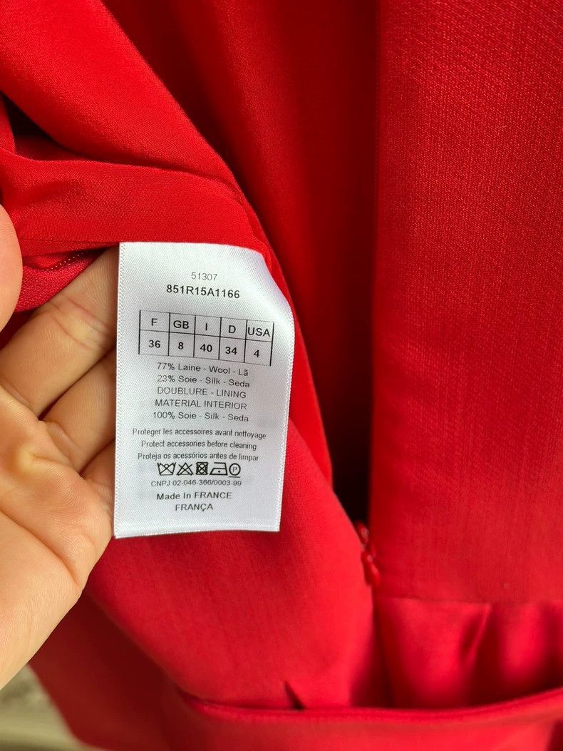 Dior Red Silk Wool Blend Dress by Dior-2505 Size US 36 / EU 52 - 7 Thumbnail