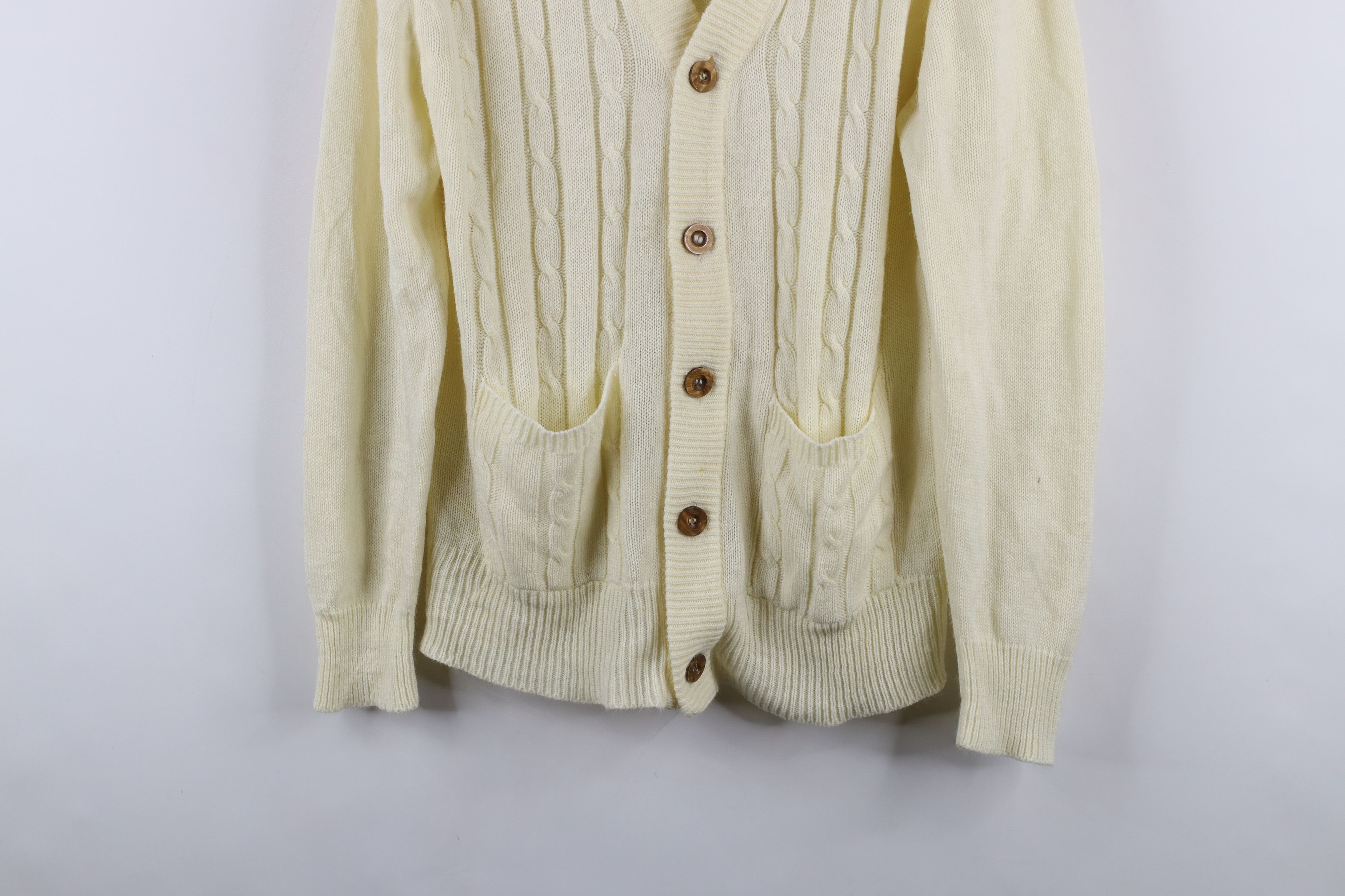 Vintage Vintage 70s Streetwear Knit Cardigan Sweater Pale Yellow Size US S / EU 44-46 / 1 - 3 Thumbnail