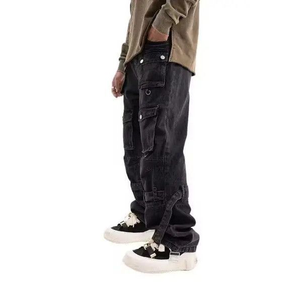 VIBE Black Washed Stacked Cargo Jeans Size US 33 - 3 Thumbnail