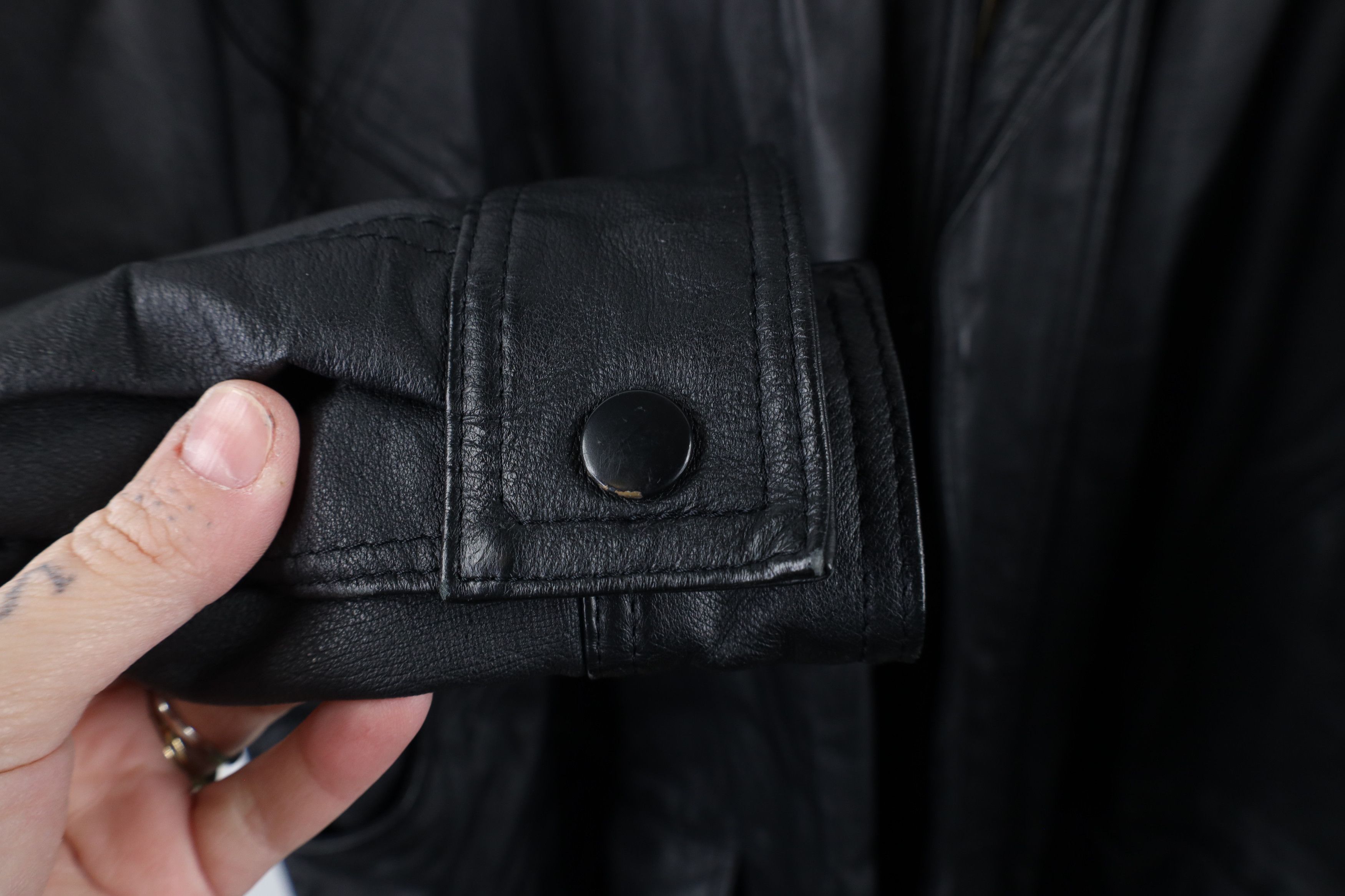 Vintage Vintage 90s Streetwear Leather Full Zip Parka Jacket Black Size US XXL / EU 58 / 5 - 8 Thumbnail