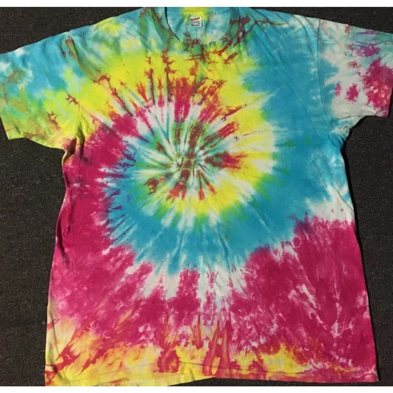 Hanes VINTAGE Hanes Faded Tie Dye Shirt XL USA Hippie Grunge 90s All Over Print T-Shirt Men Hipster Graphic Tee Size US XL / EU 56 / 4 - 2 Thumbnail