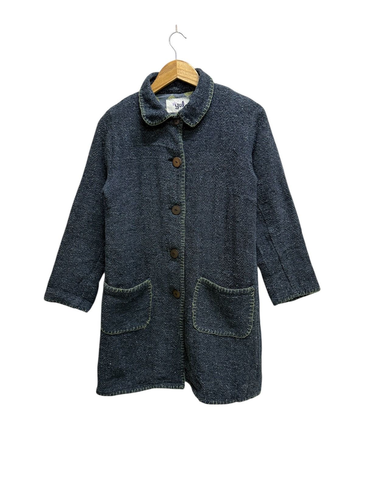 Vintage Yul Women’s Dark Gray Tweeds Coat Jacket Size S / US 4 / IT 40 - 1 Thumbnail