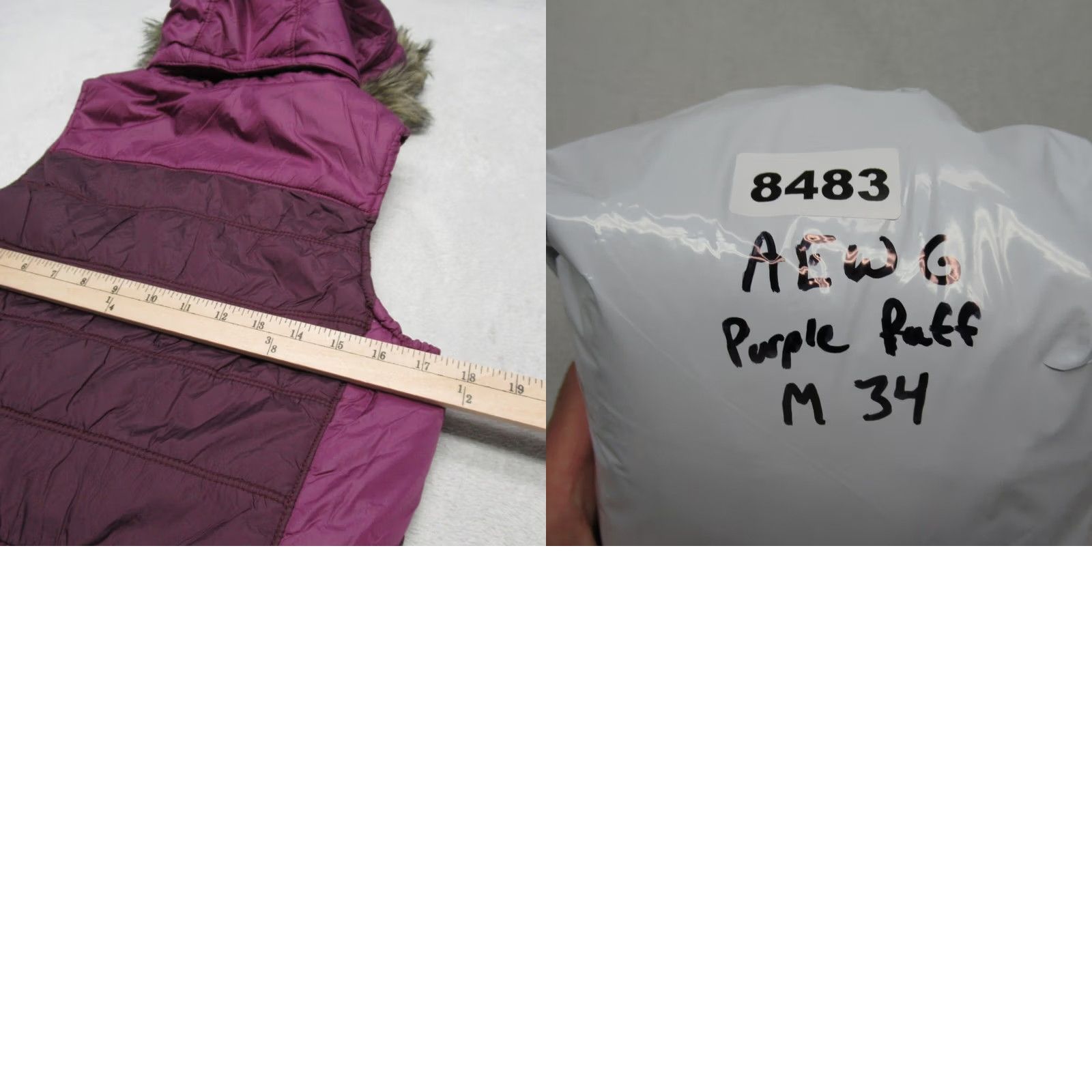 American Eagle Outfitters American Eagle Vest Puffer Womens Medium Purple Faux Fur Hood Trim Full Zip Size M / US 6-8 / IT 42-44 - 9 Thumbnail
