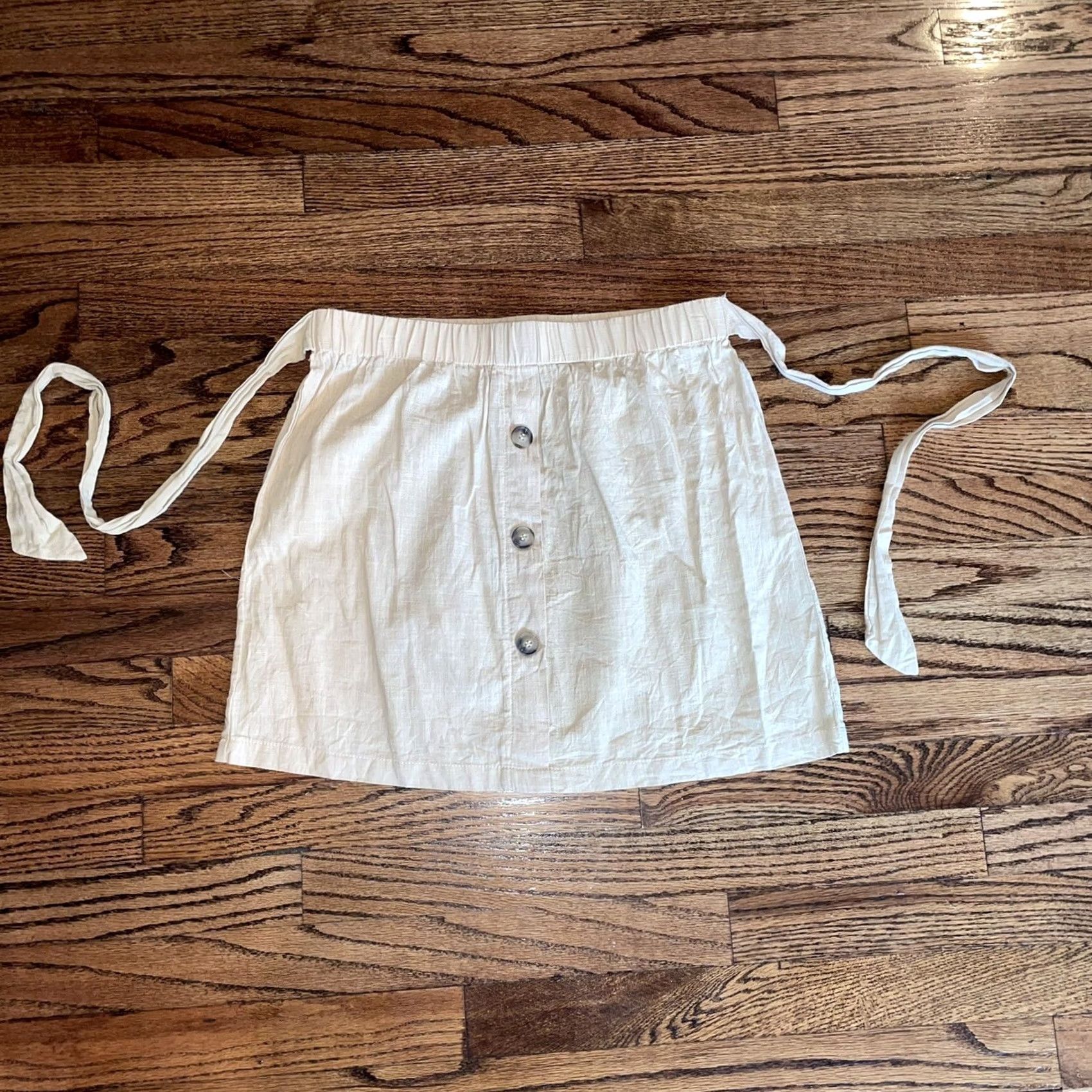 Shein Shein Women's Skirt Front 3 Button Tie Beige Elastic Waist Size Large NWOT New Size 36" / US 14 / IT 50 - 2 Thumbnail
