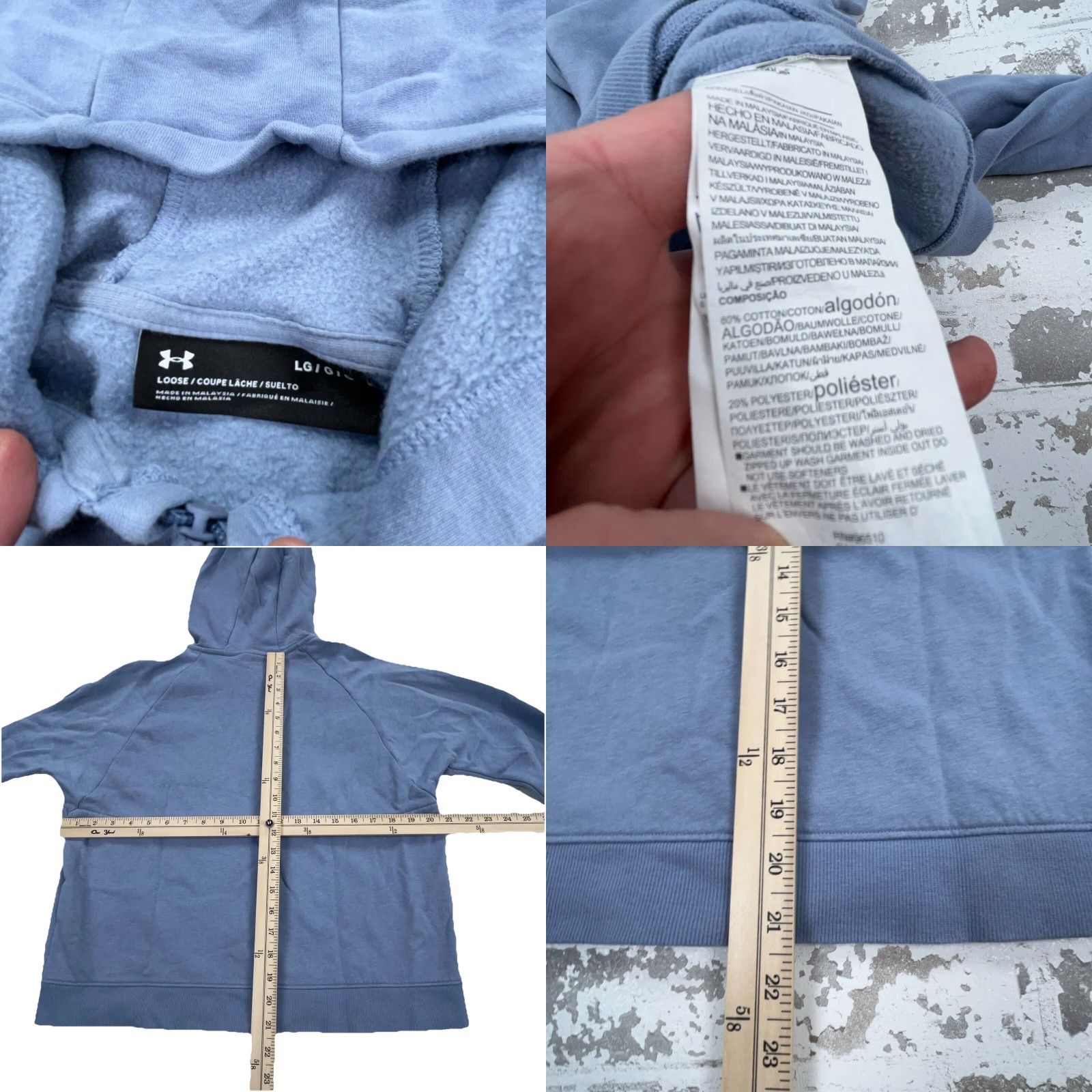 Under Armour Under Armour Hoodie Women L Blue White Full Zip Hooded Sweatshirt Casual Activewear Jacket Relaxed Fit Size L / US 10 / IT 46 - 8 Thumbnail