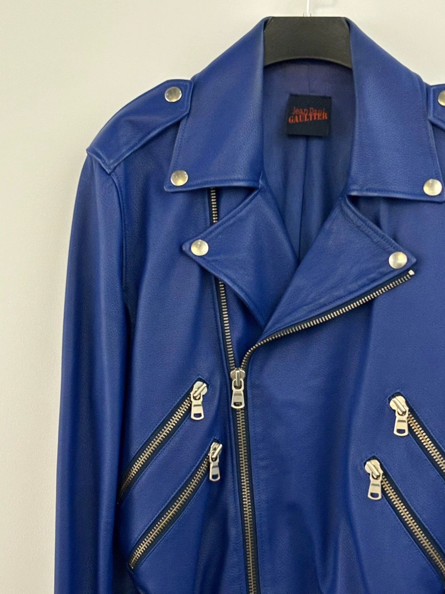 Jean Paul Gaultier Jean Paul Gaultier Klein Blue Leather Biker Jacket 48 Size US M / EU 48-50 / 2 - 4 Thumbnail
