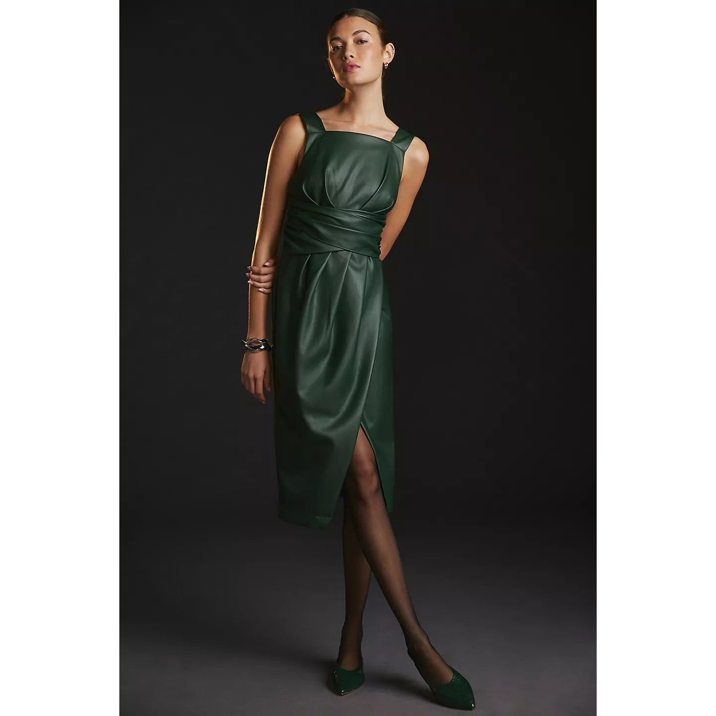anthropologie green leather dress New Anthropologie Twist-Front Faux 6 ds_blazer_lp