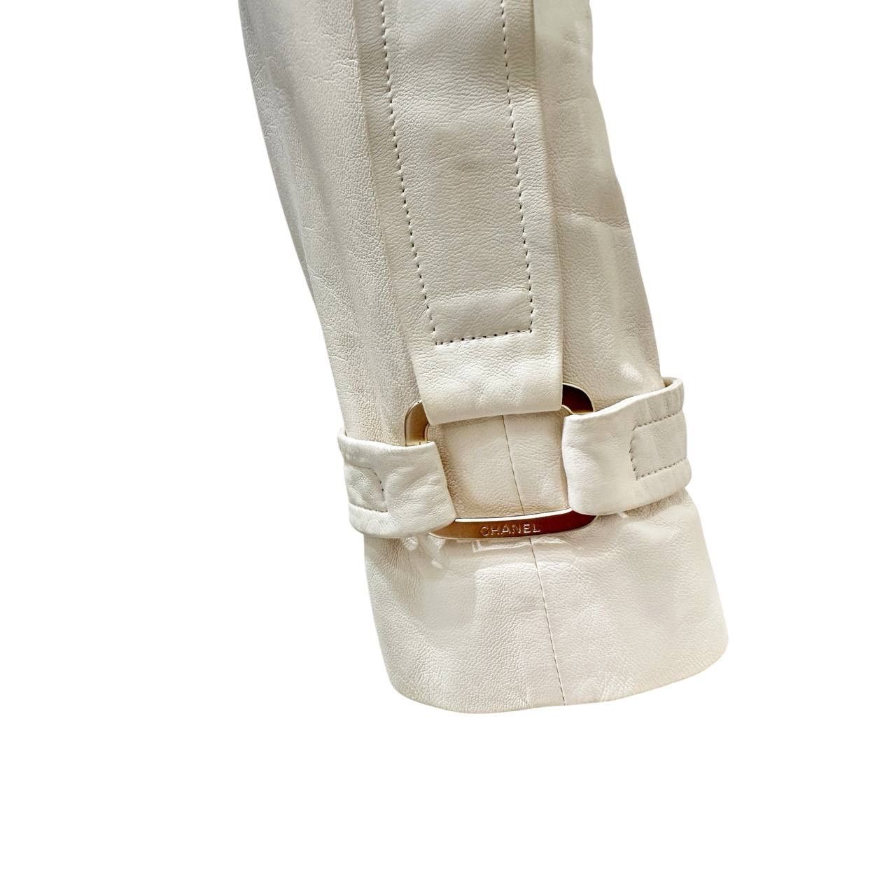 Chanel Chanel White Lamb Leather & Tweed Coat FR 36 Size XS / US 0-2 / IT 36-38 - 4 Thumbnail