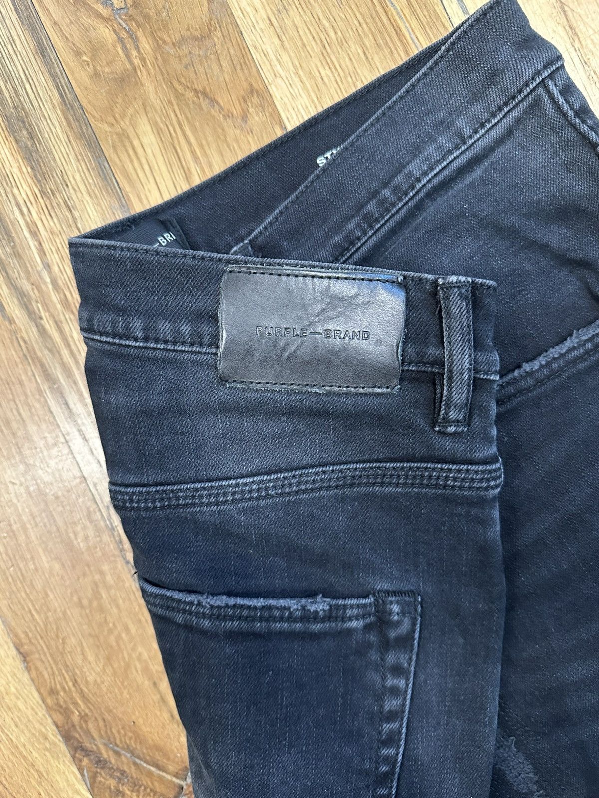 Purple Brand Purple Brand Knee Hole Plain Black Denim Jeans Sz 30 Size US 30 / EU 46 - 4 Thumbnail