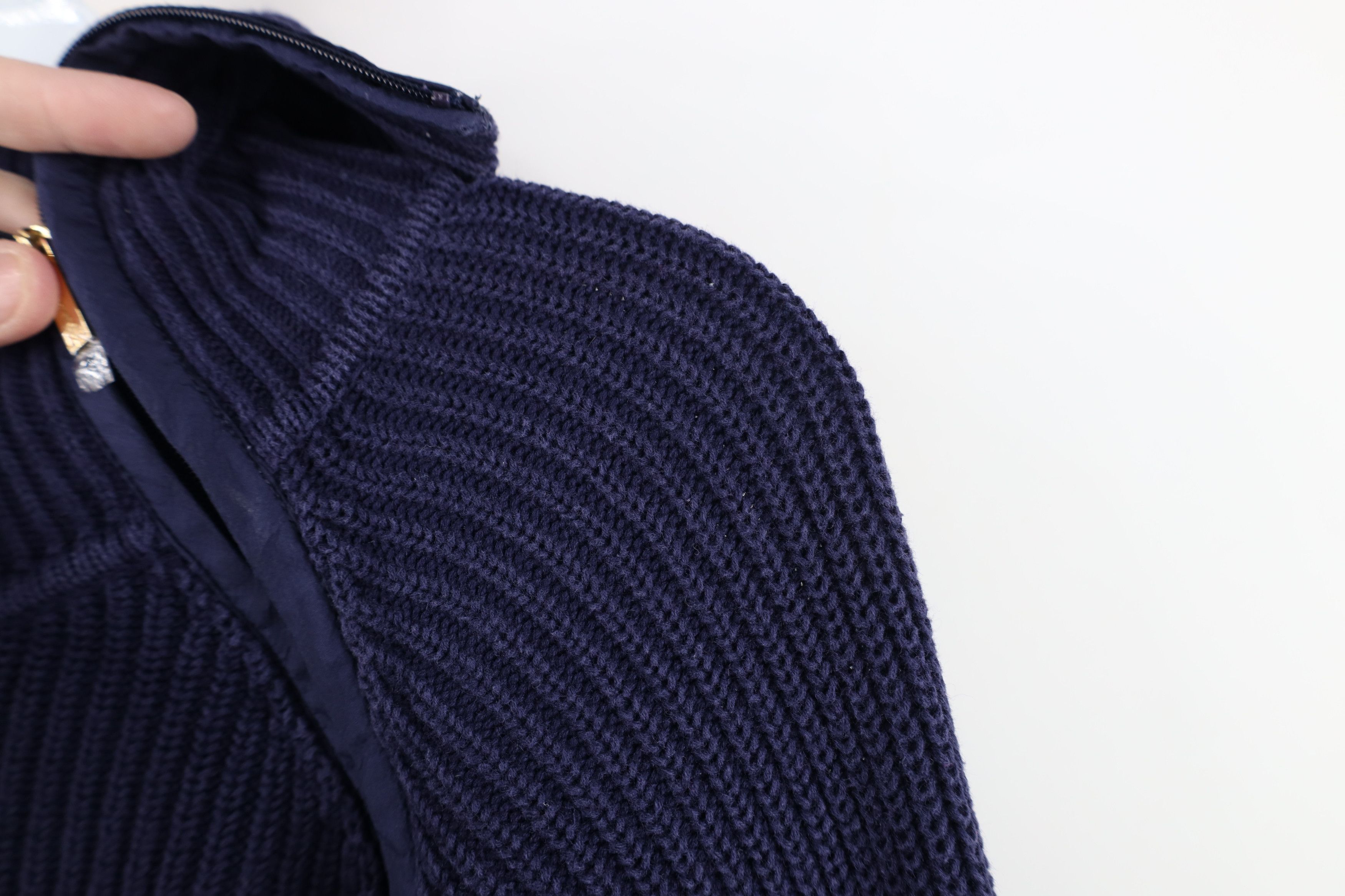 Ralph Lauren Vintage 90s Ralph Lauren Zip Ribbed Knit Sweater Blue Size XL / US 12-14 / IT 48-50 - 5 Thumbnail