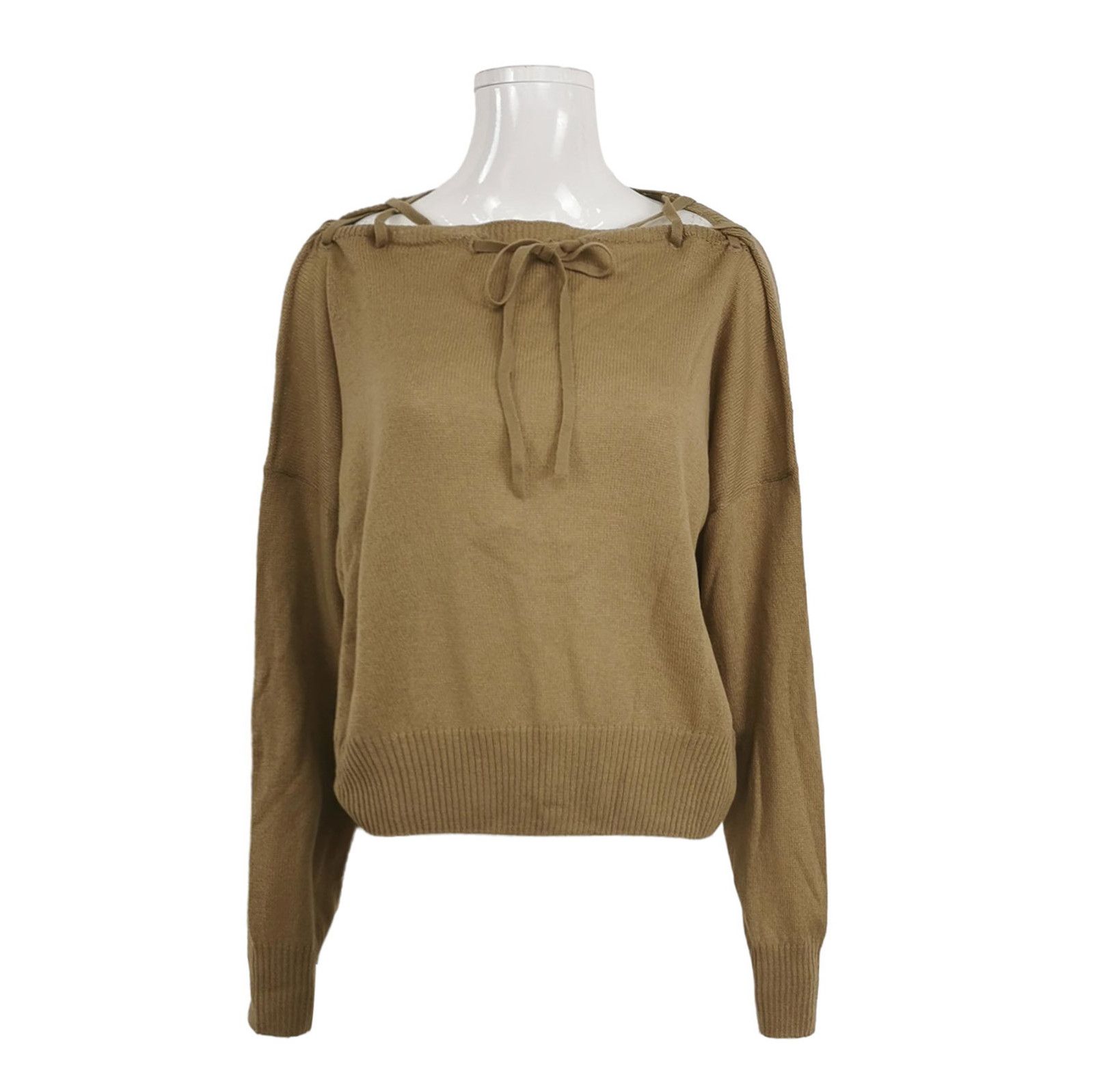 Prada Prada Cashmere Tie Sweater in Earthy Tone 0089 Size L / US 10 / IT 46 - 1 Thumbnail