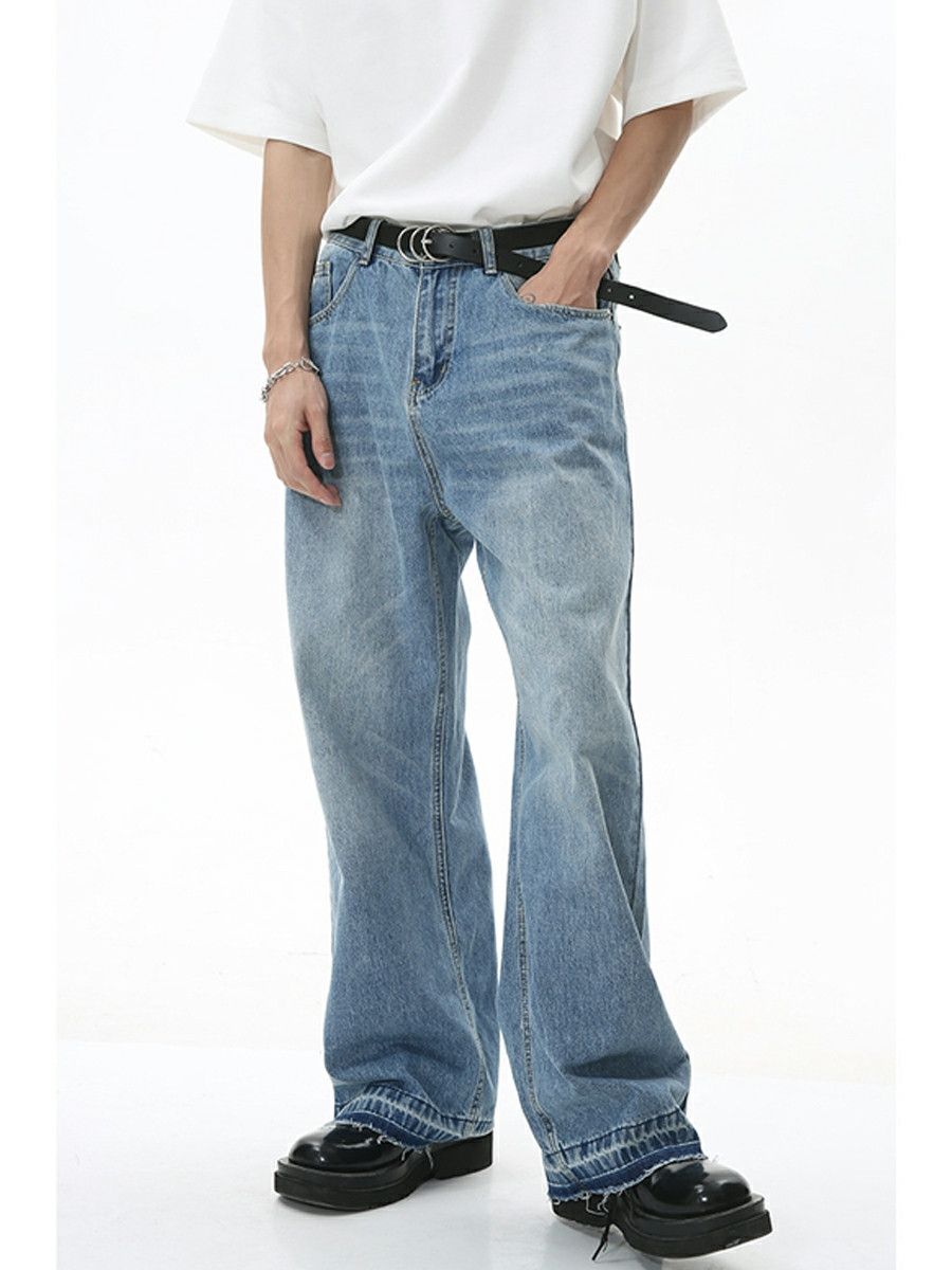 washed faded damaged baggy jeans