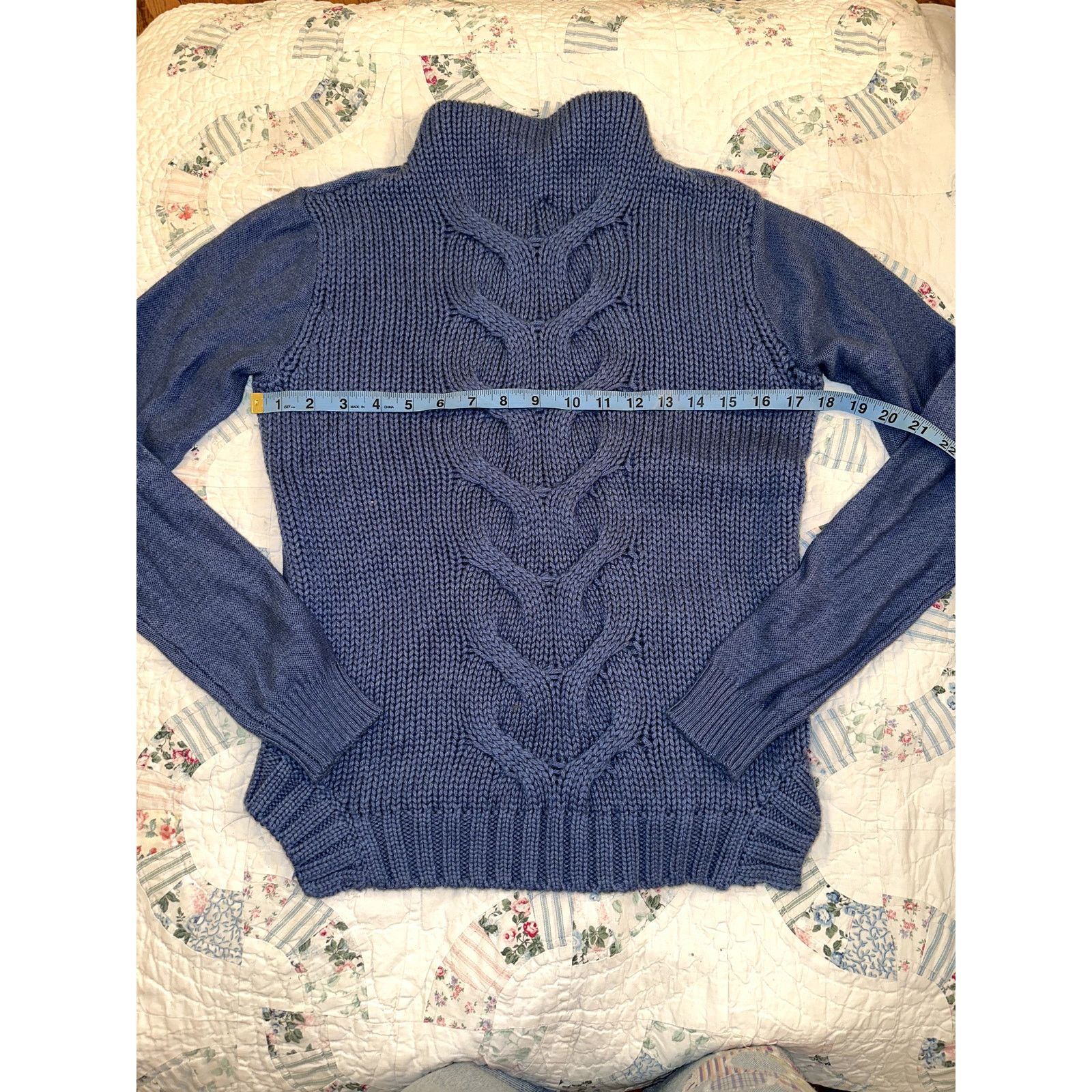 Other NEW SUPER SOFT CULLEN BLUE CABLED TURTLENECK SWEATER XS Size XS / US 0-2 / IT 36-38 - 7 Thumbnail