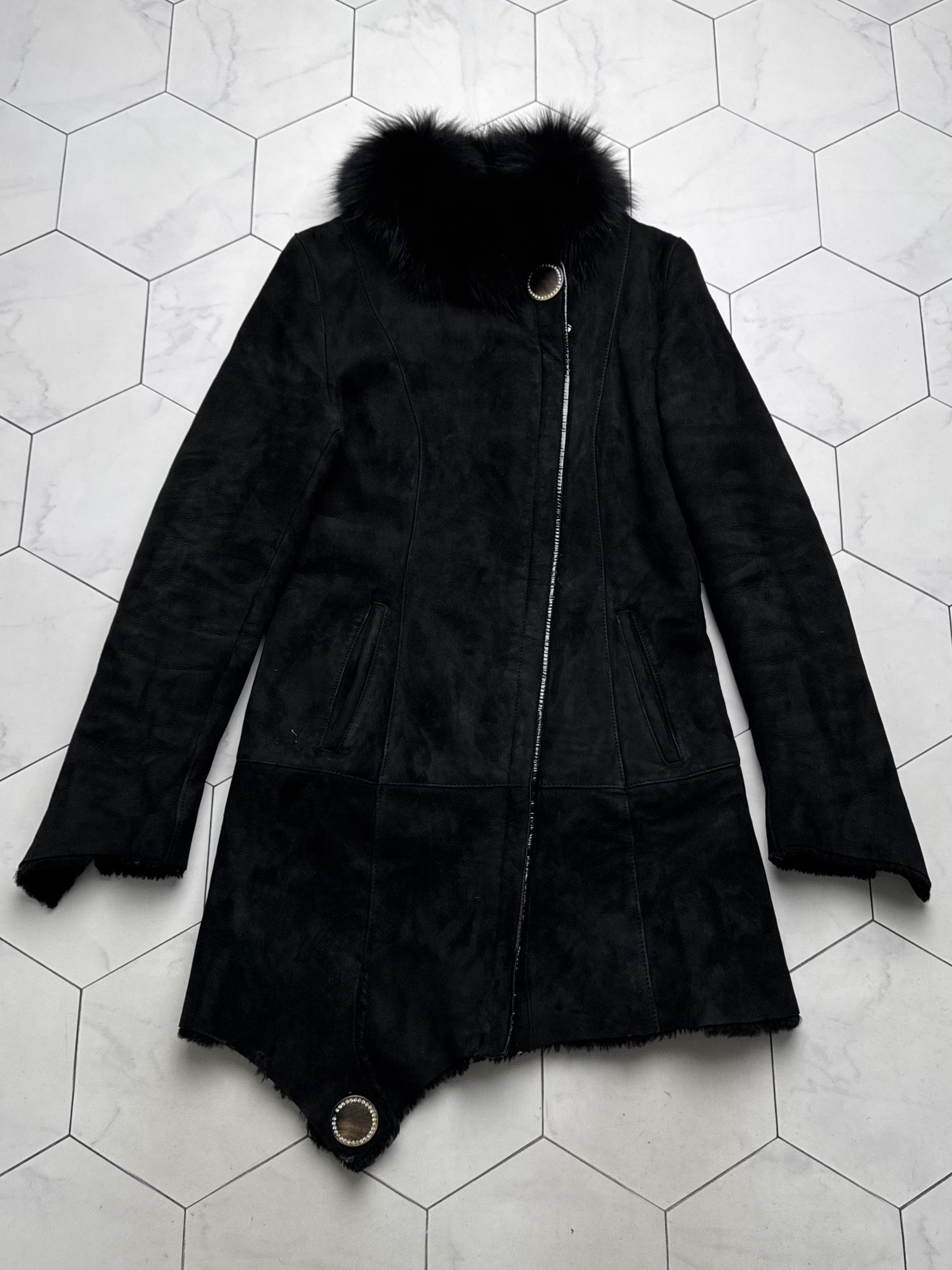 Vintage Vintage Real Sheepskin Asymmetry Coat (B550) Size S / US 4 / IT 40 - 5 Thumbnail