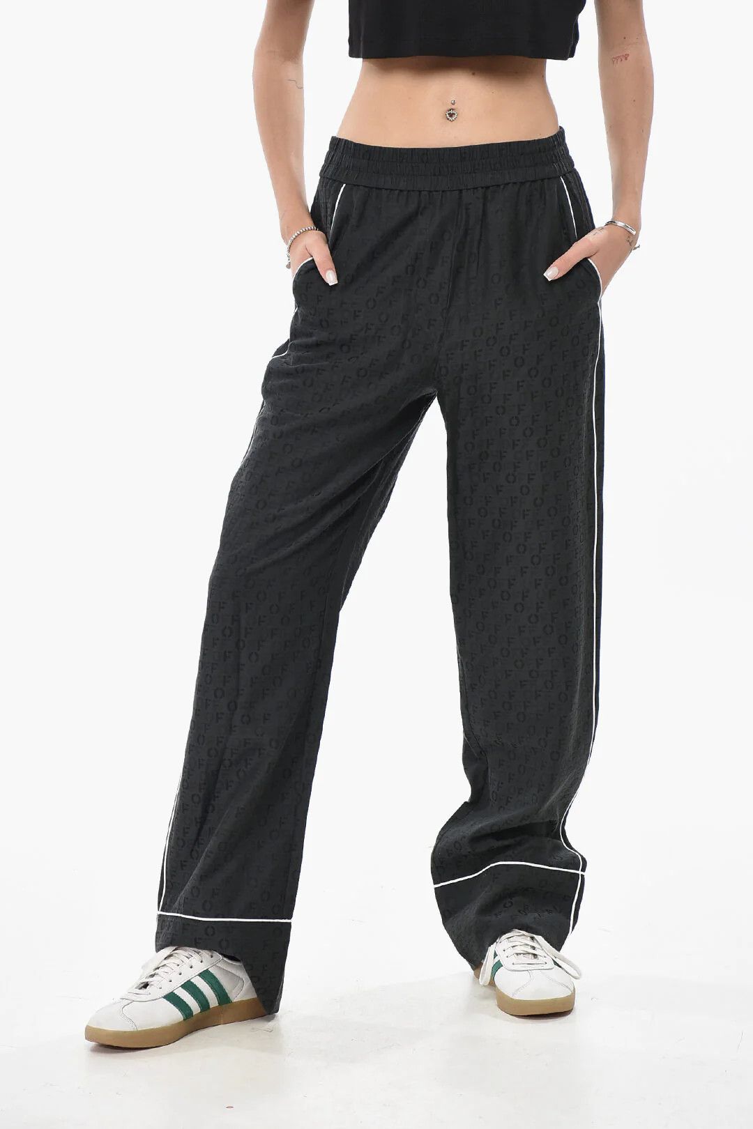 Off-White og1mm0426 Silk-Blend Jacquard Monogram Trouser in Black Size 26" / US 2 / IT 38 - 1 Thumbnail