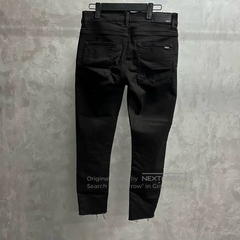 Amiri Amiri Black Solid Knee Destroyed Design Patch Denim Pants Size US 32 / EU 48 - 2 Thumbnail
