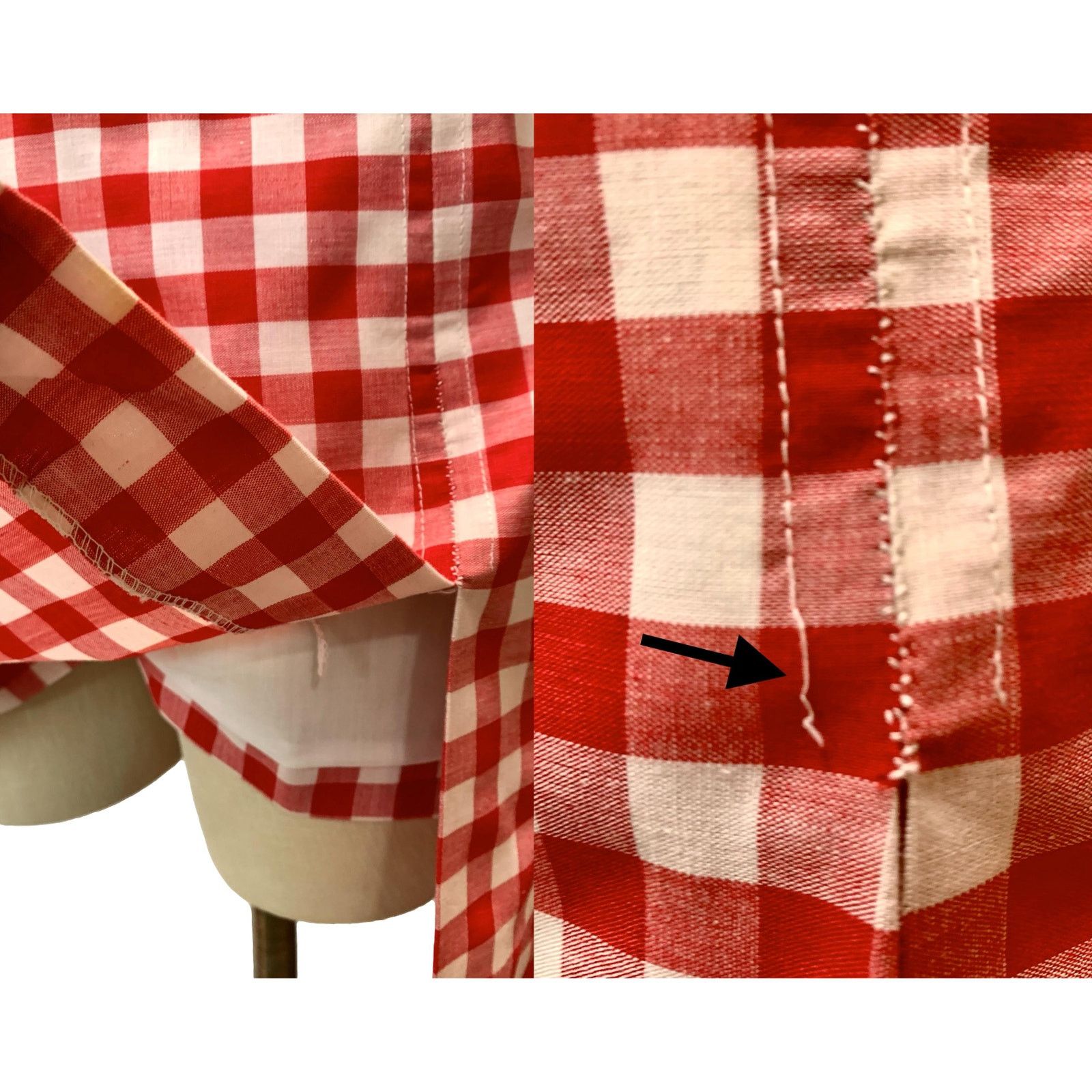 Vintage 60s Mod Red White Gingham Tennis Skort w Large Tulip | W 28" Size 28" / US 6 / IT 42 - 12 Thumbnail