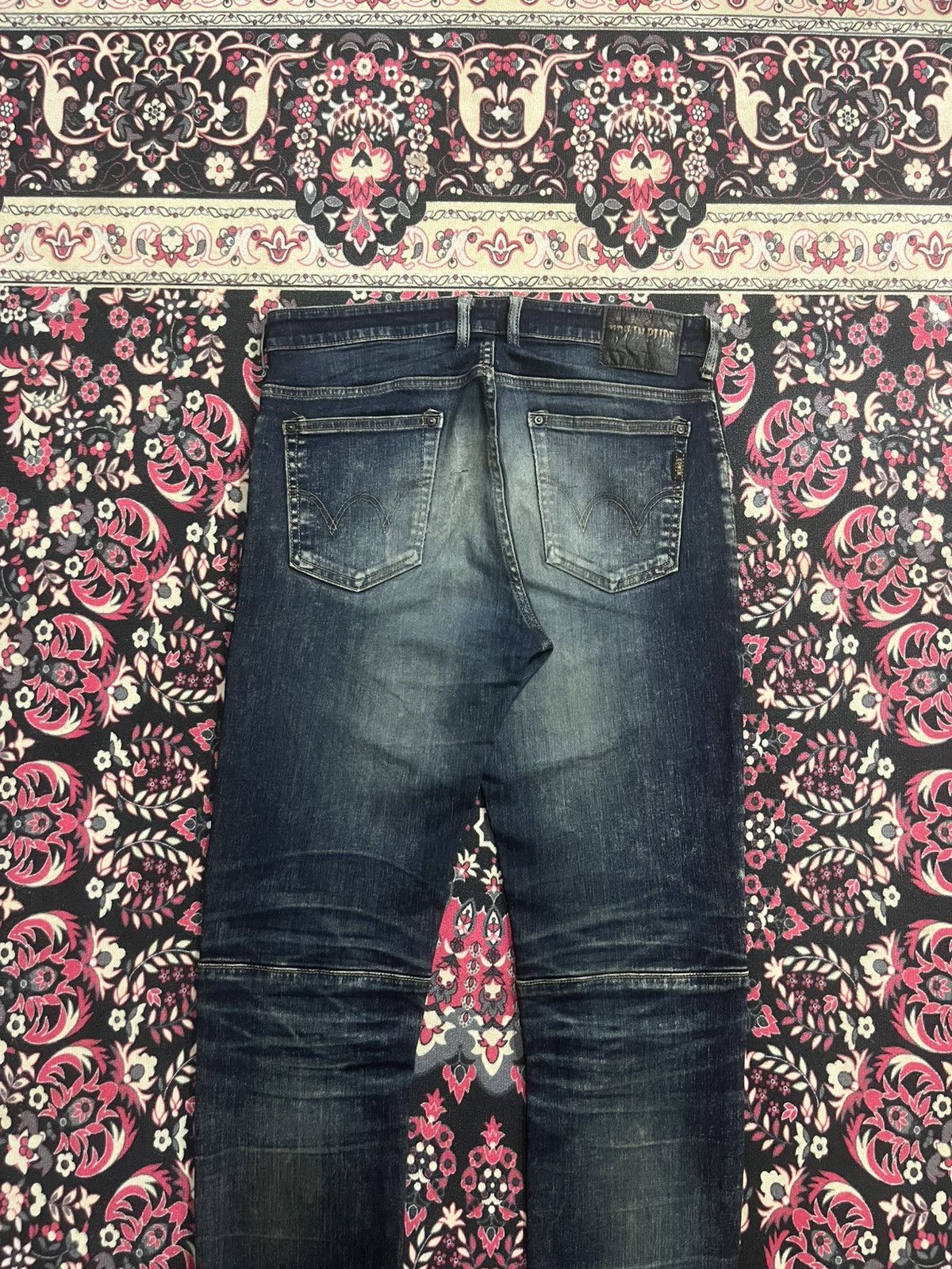 Balmain Vintage Japanese Brand Edwin Pure Dark Blue Wash Biker Jeans Size US 32 / EU 48 - 6 Thumbnail