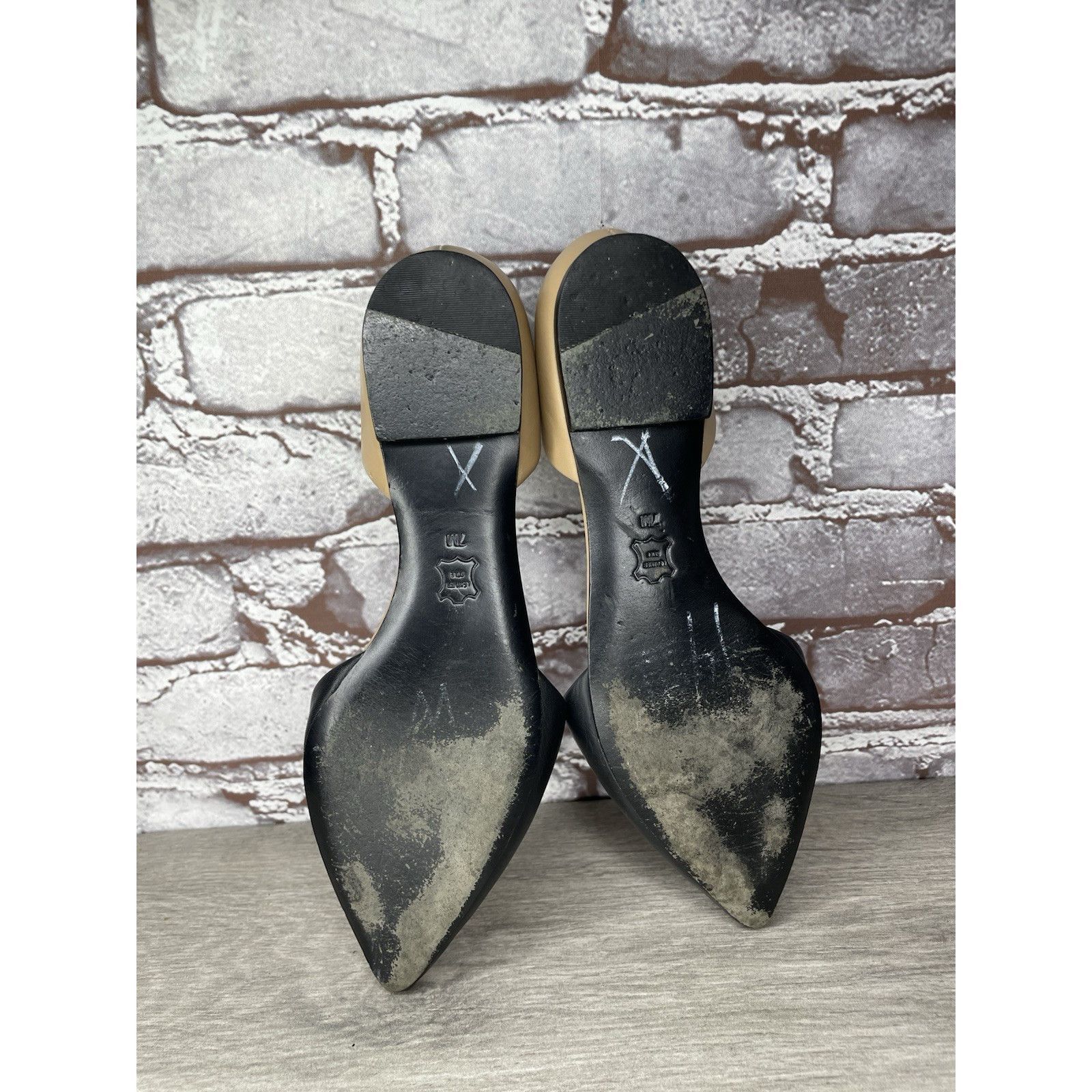 Tory Burch Tory Burch Viv D'Orsay Black Nude Leather Pointed Toe Flats Size US 7 / IT 37 - 7 Thumbnail