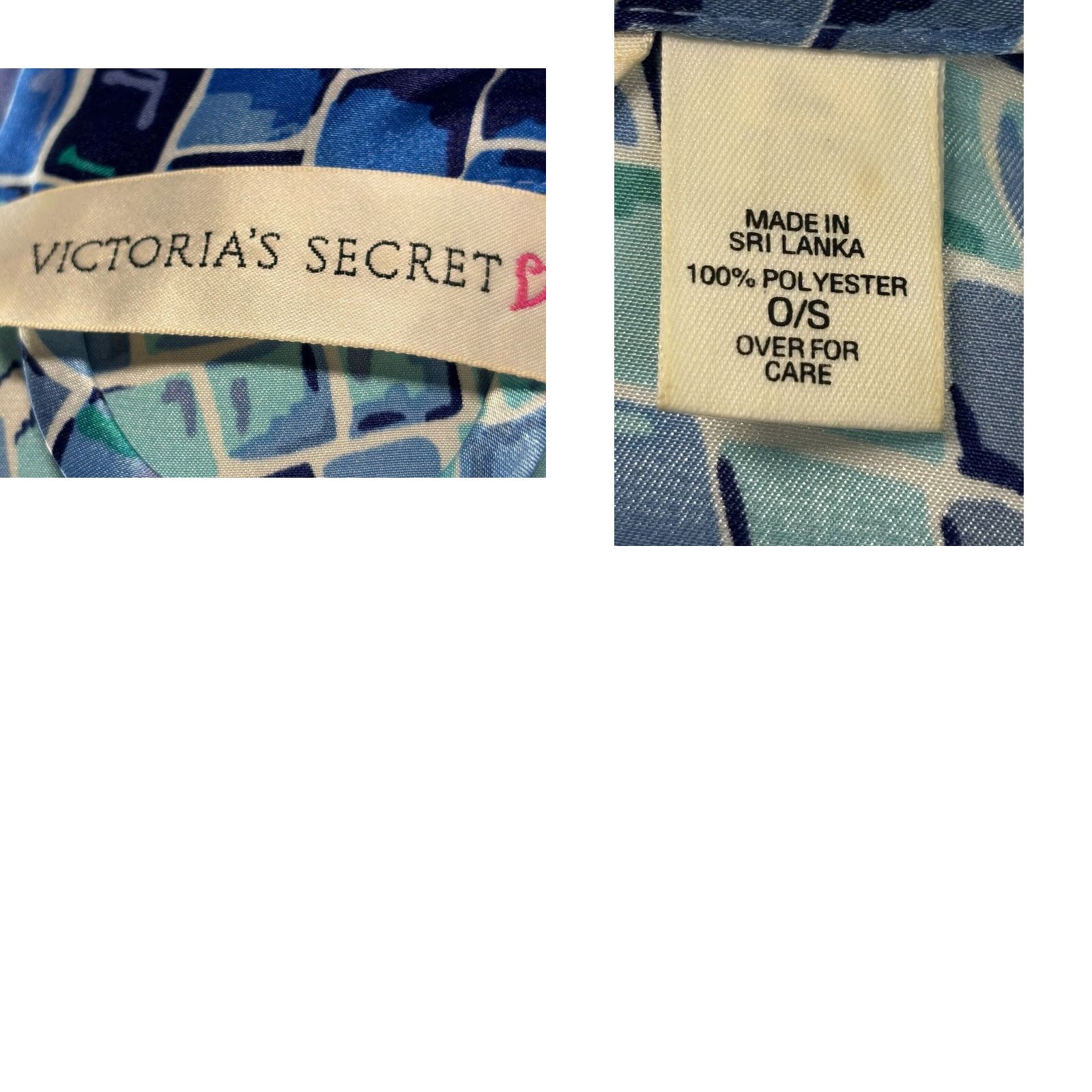 Victoria's Secret Victoria’s Secret Short Satin Robe One Size Women’s Blue Mosaic Belted Satin Robe Geometric Pattern 3/4 Sleeve Belted Virginia? Size 42" / US 20 - 8 Thumbnail