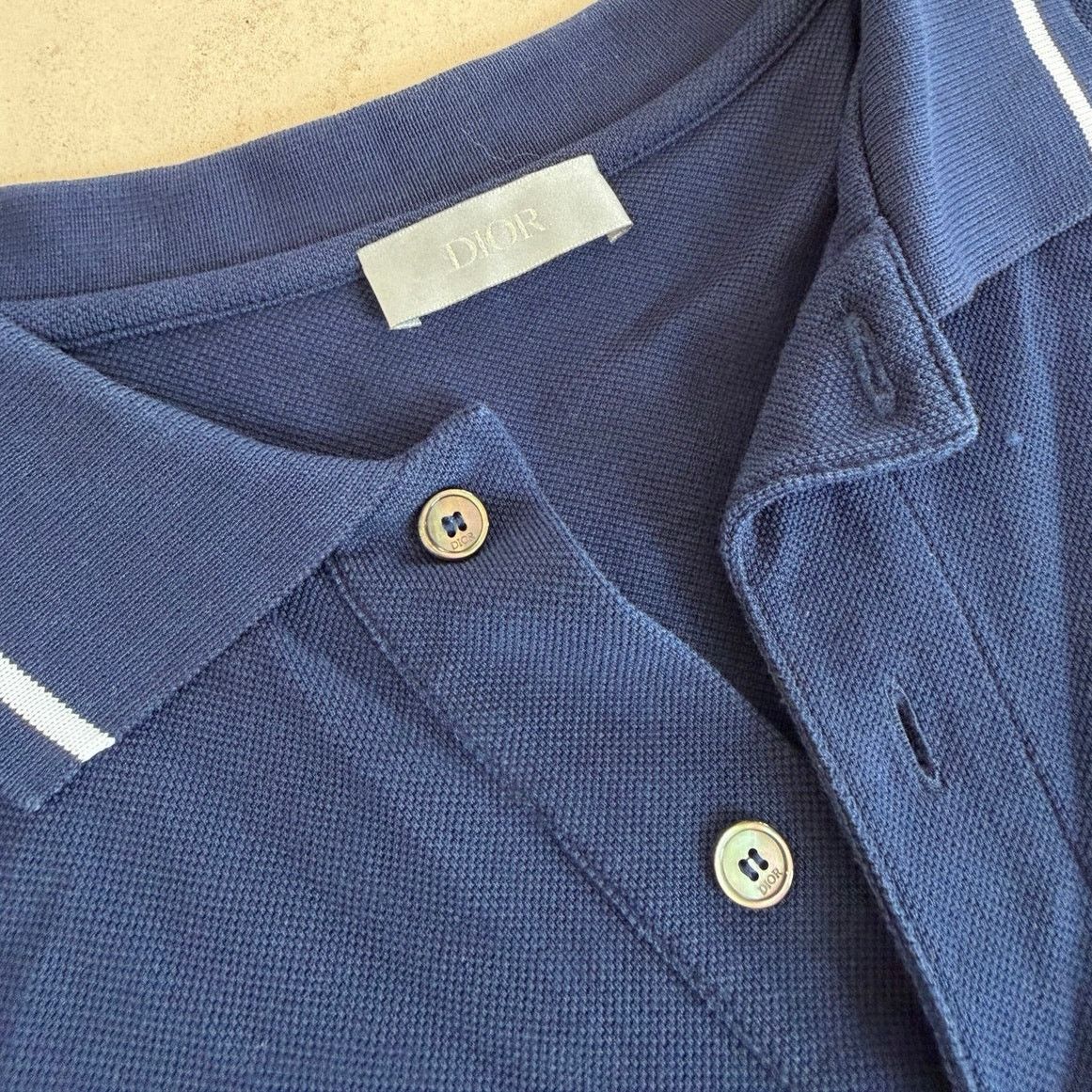 Dior Dior Men Navy Blue Short Sleeve Polo Shirt Bee Logo XXL Size US XXL / EU 58 / 5 - 3 Thumbnail