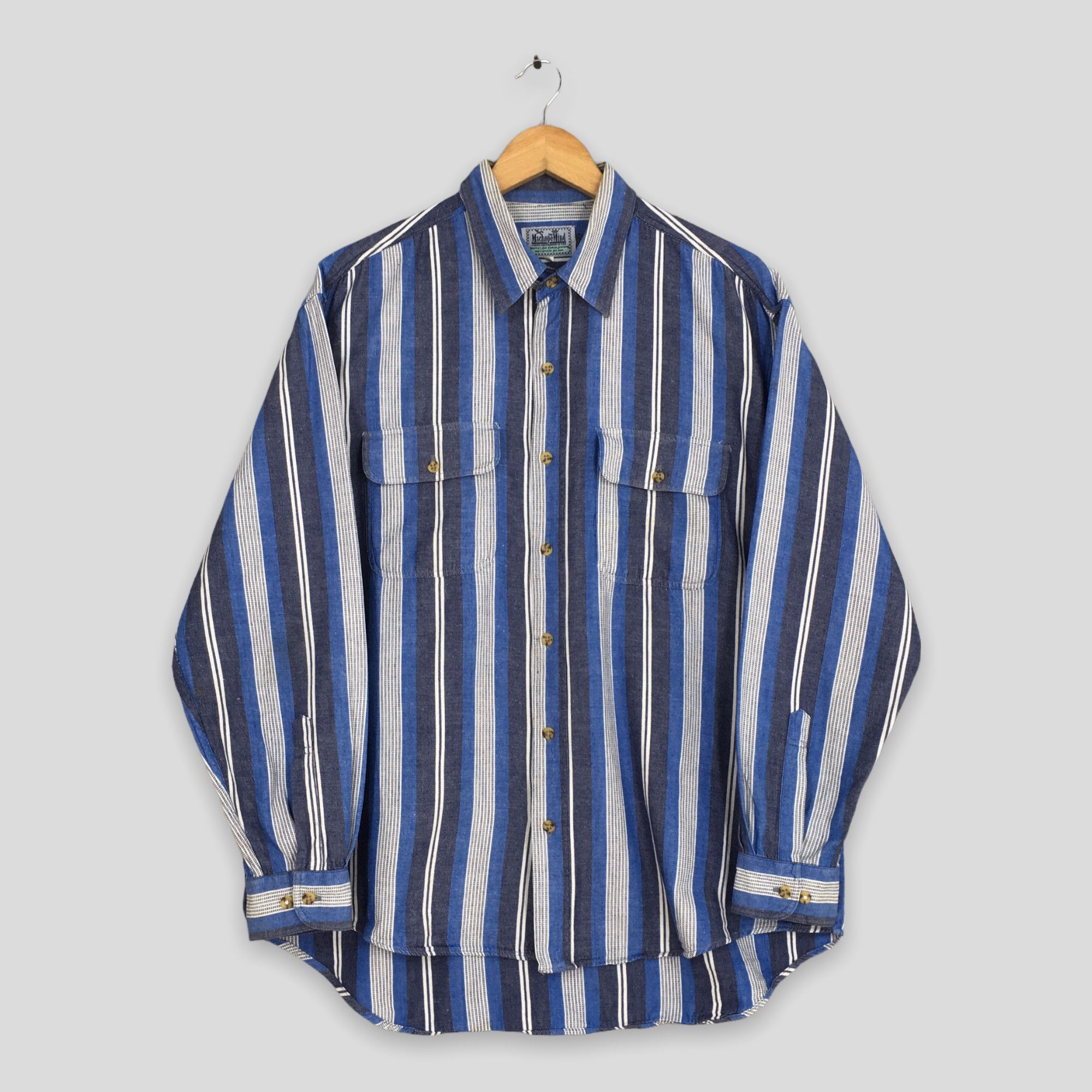 image of Vintage 90's Stripes Vertical Flannel Button Down Shirt Large in Striped, Men's