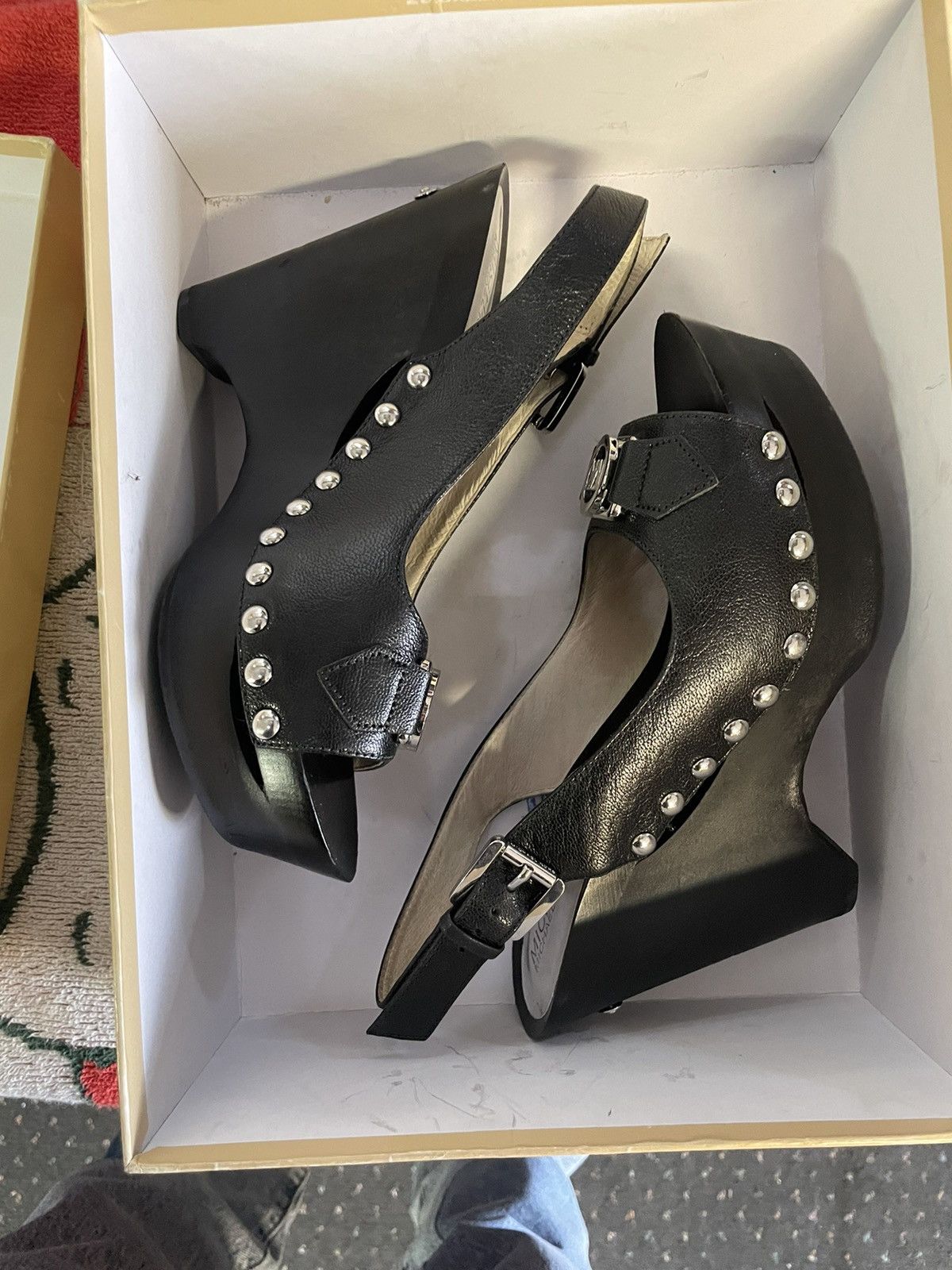 Michael Kors Michael Kors black leather platform wedge Size US 7.5 / IT 37.5 - 3 Thumbnail