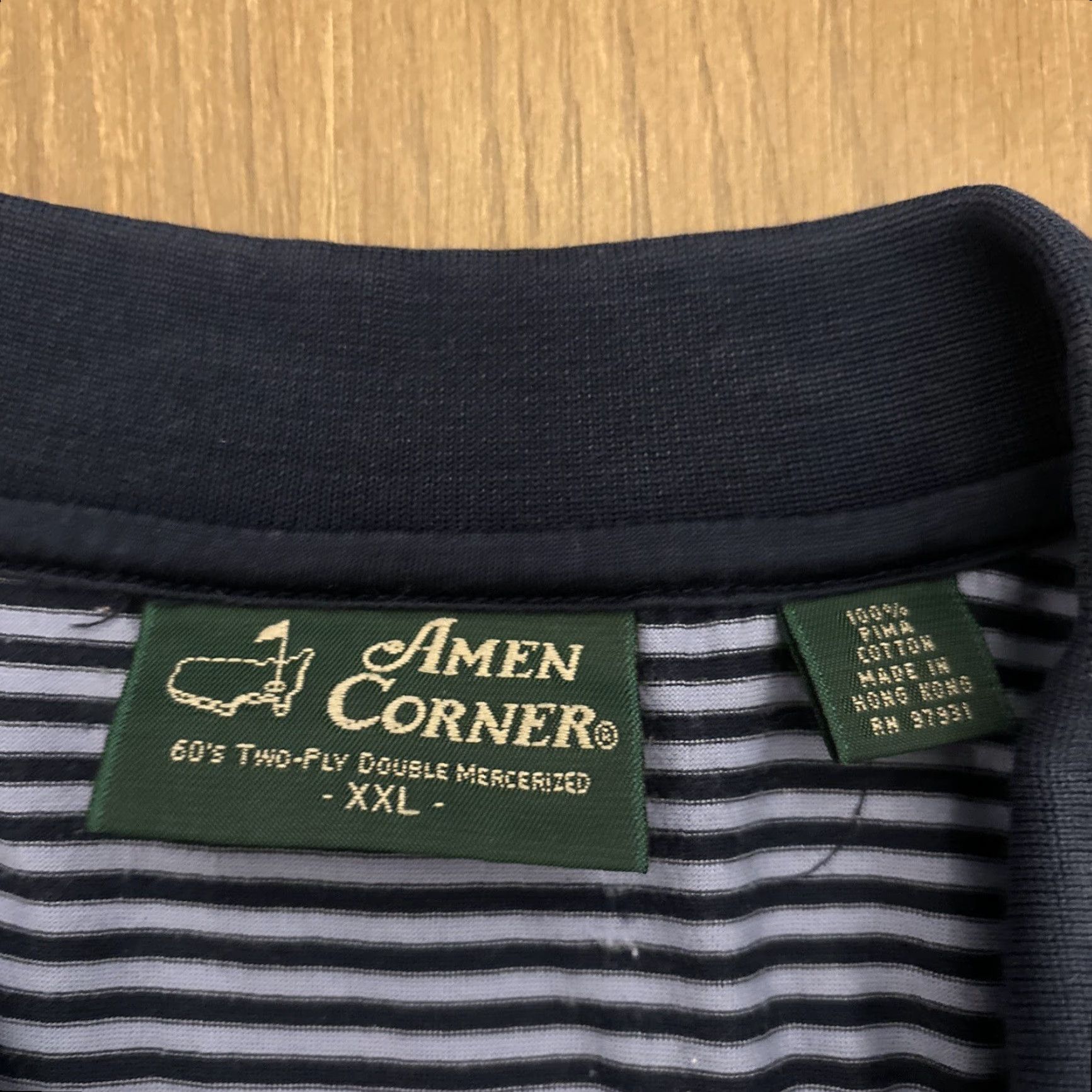 Vintage Masters Collection Polo Shirt Men 2XL Navy Blue Striped Golf Amen Corner Size US XXL / EU 58 / 5 - 3 Thumbnail