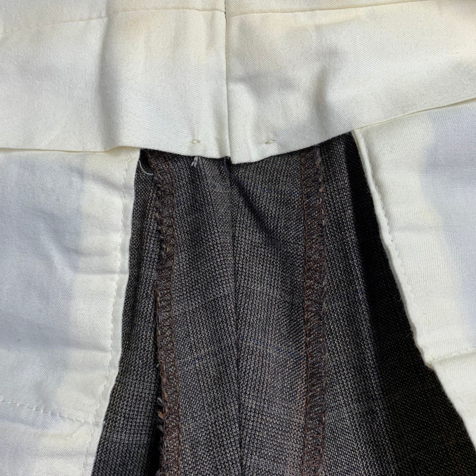 Luciano Barbera LUCIANO BARBERA 38 Brown Plaid Wool Notch Lapel Pleated Suit Size 38R - 13 Thumbnail