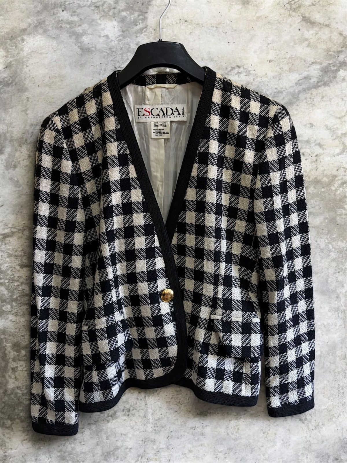 Escada Vtg Escada Margaretha Ley Silk Wool Gingham Blazer W. Ger 38 Size M / US 6-8 / IT 42-44 - 1 Thumbnail