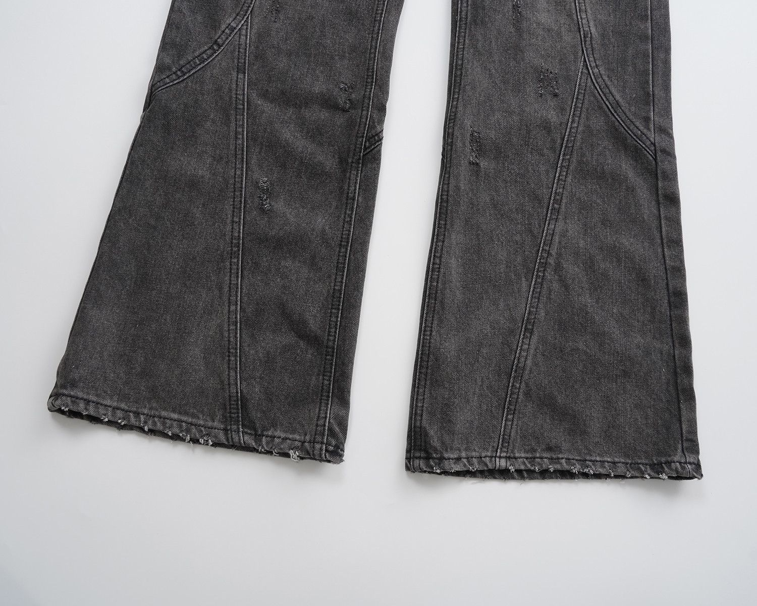 Japanese Brand × Jean × Vintage Irregular lines Pockets Washed Black Baggy Jeans Size US 31 - 6 Thumbnail