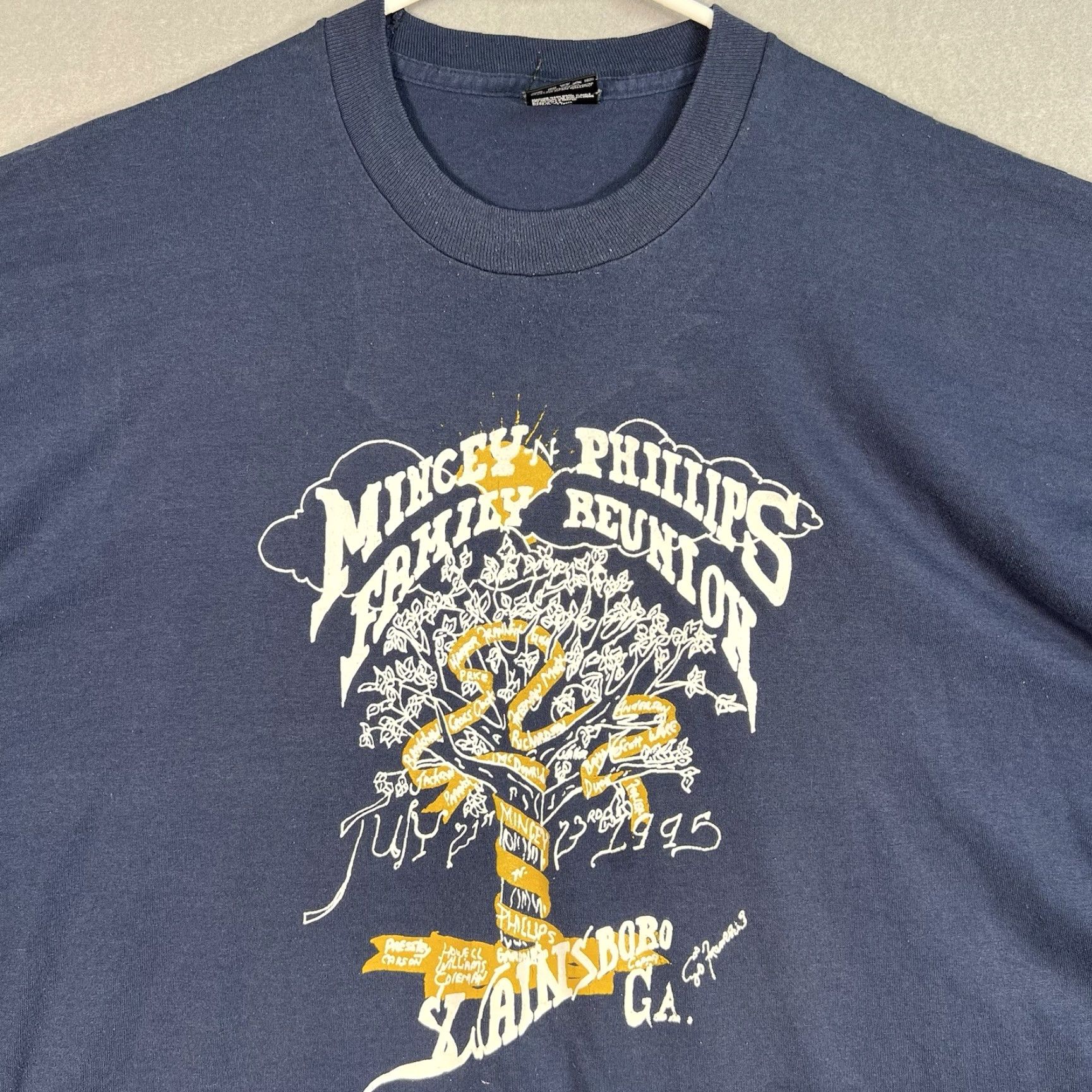Fruit Of The Loom VINTAGE Fruit of the Loom Mincey Phillips Family Reunion T Shirt Adult 2XL Blue 1990s Mens Graphic Tee Size US XXL / EU 58 / 5 - 4 Thumbnail