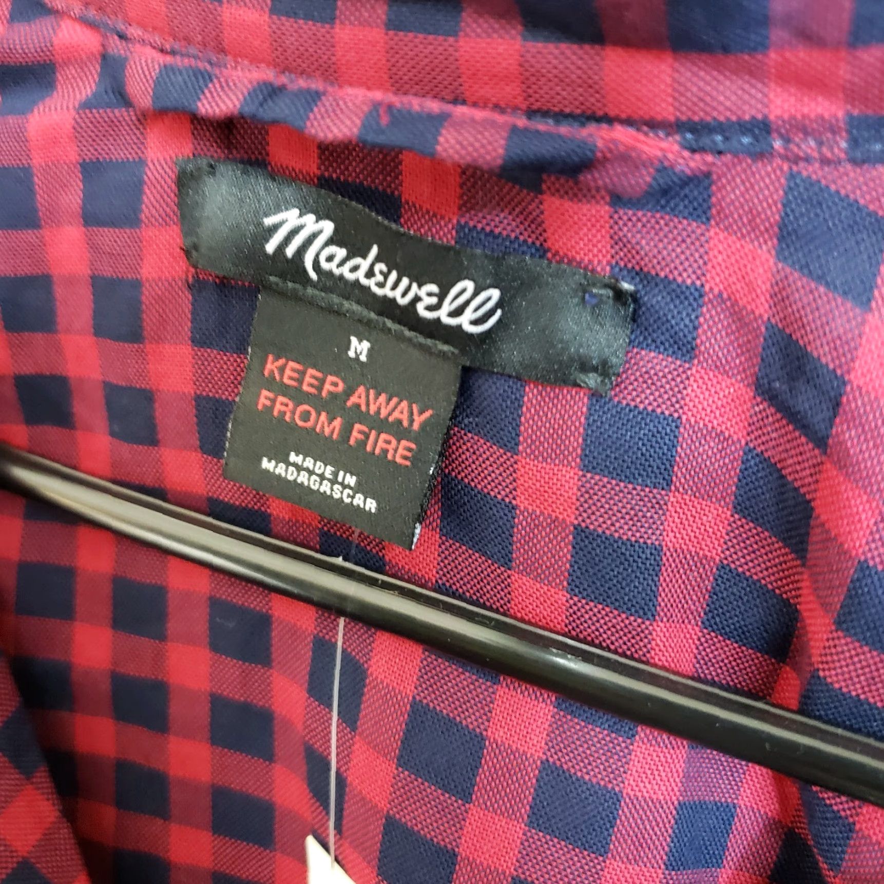 Madewell Madewell Womens Pajama Top In Gingham Check Long Sleeve Sz M Red Size M / US 6-8 / IT 42-44 - 7 Thumbnail