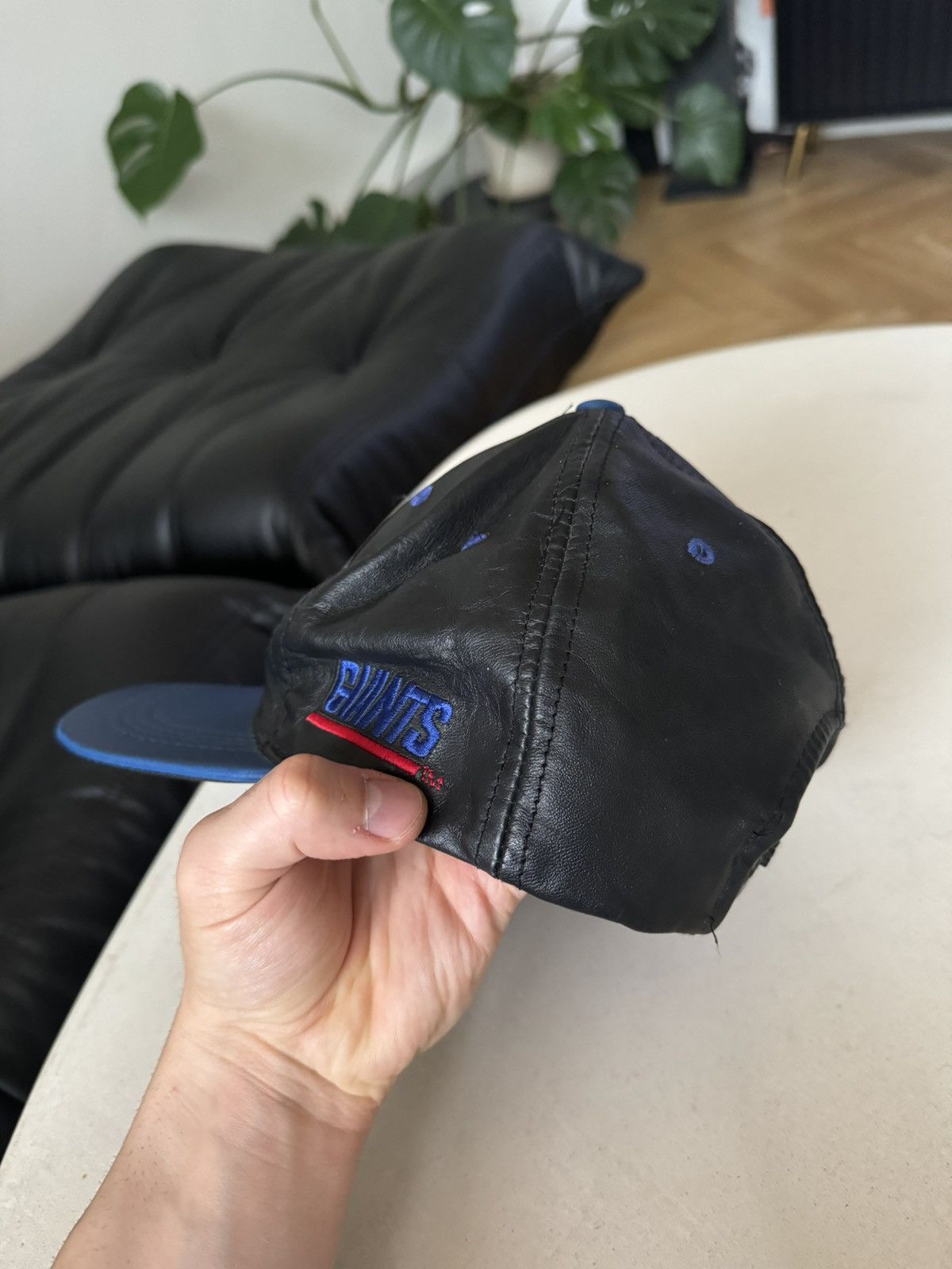 NFL Vintage 90s NY Giants Leather Snapback Hat Pro Line Logo 7 Size ONE SIZE - 3 Thumbnail
