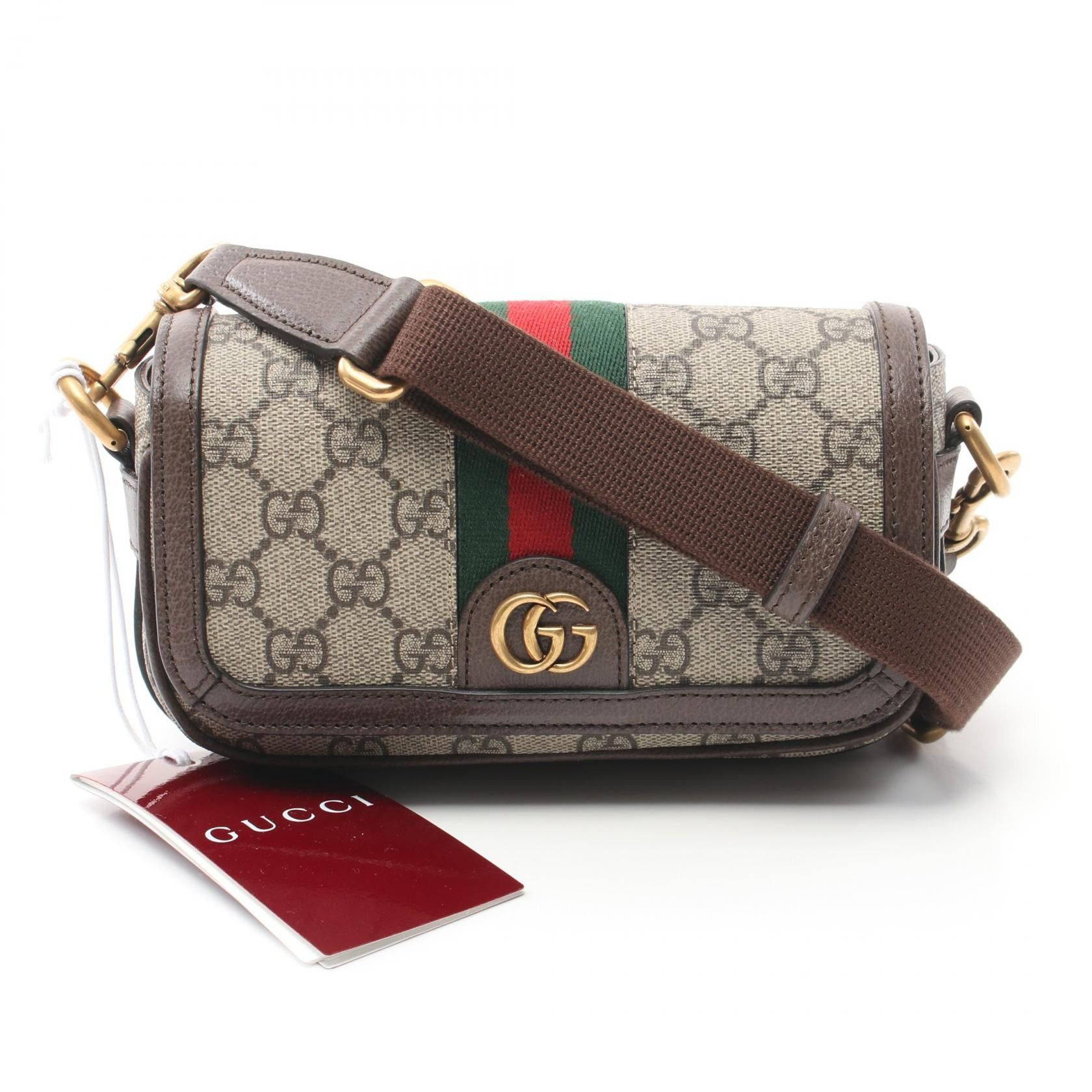 Gucci Gucci Offdia Gg Supreme Super Mini Shoulder Bag Coated Canvas Leather Beige Brown Multicolor Size ONE SIZE - 1 Thumbnail