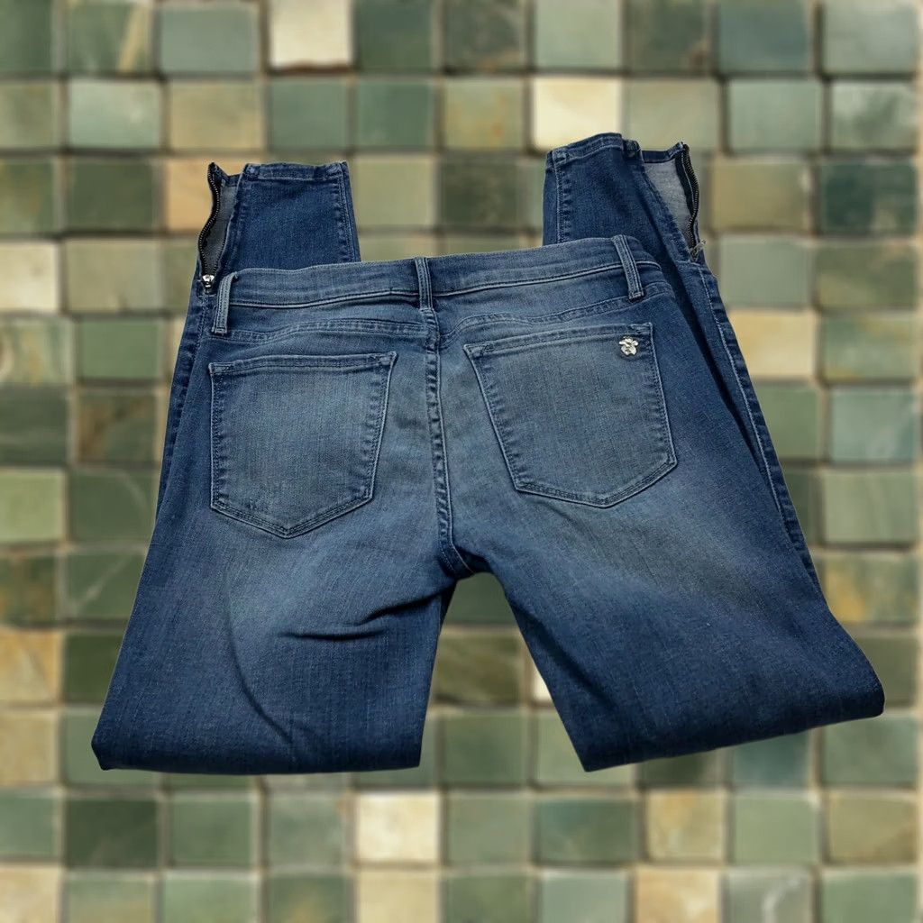 Vintage VINTAGE Black Orchid Los Angeles Amber Zipper Skinny 27 Tag Jeans Womens 27 27W 27L Zip Denim Blue Cotton Blend Stretch Size 27" / US 4 / IT 40 - 1 Thumbnail