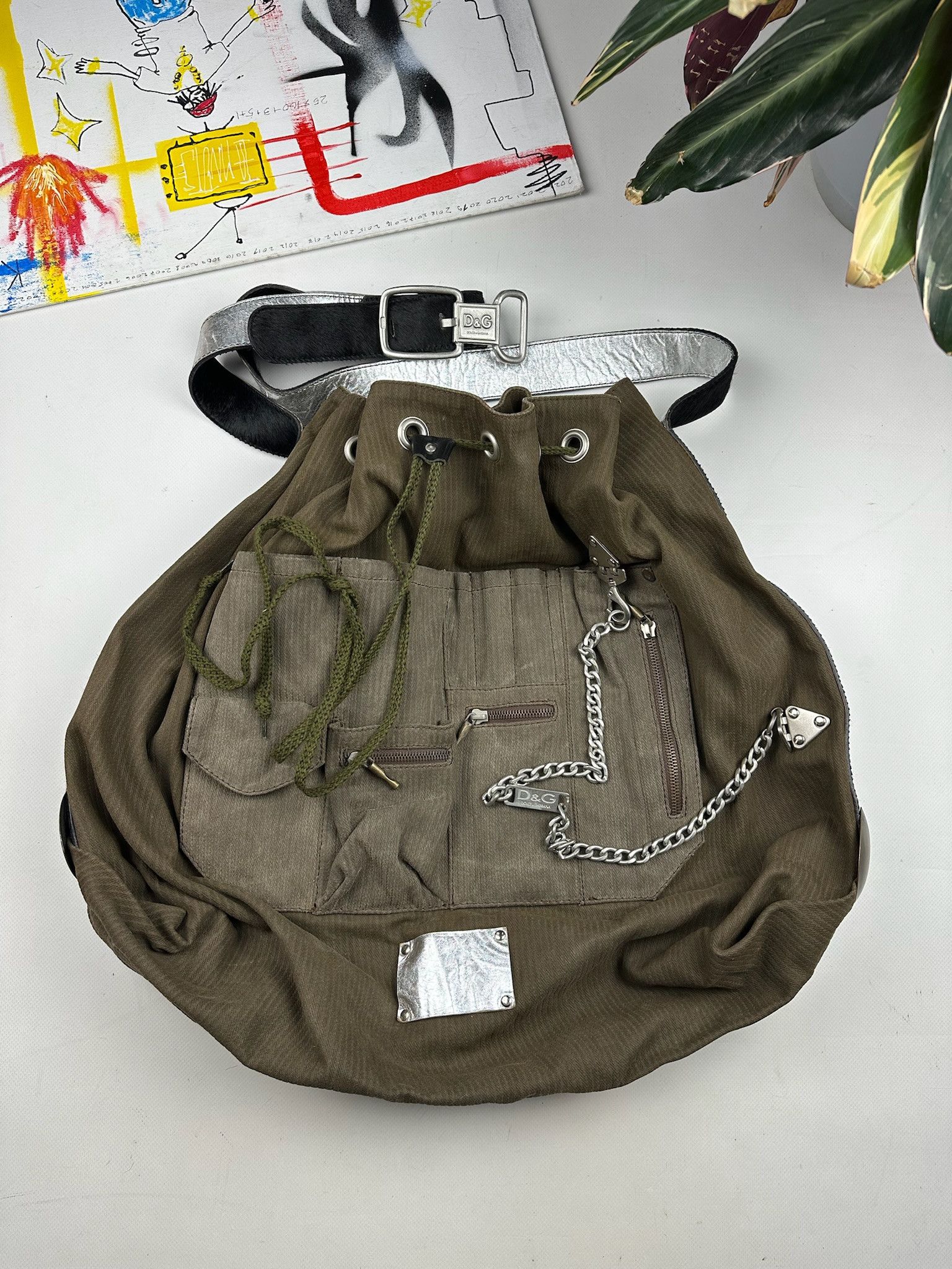 2000s Dolce & Gabbana Black army Cargo Shoulder Bag