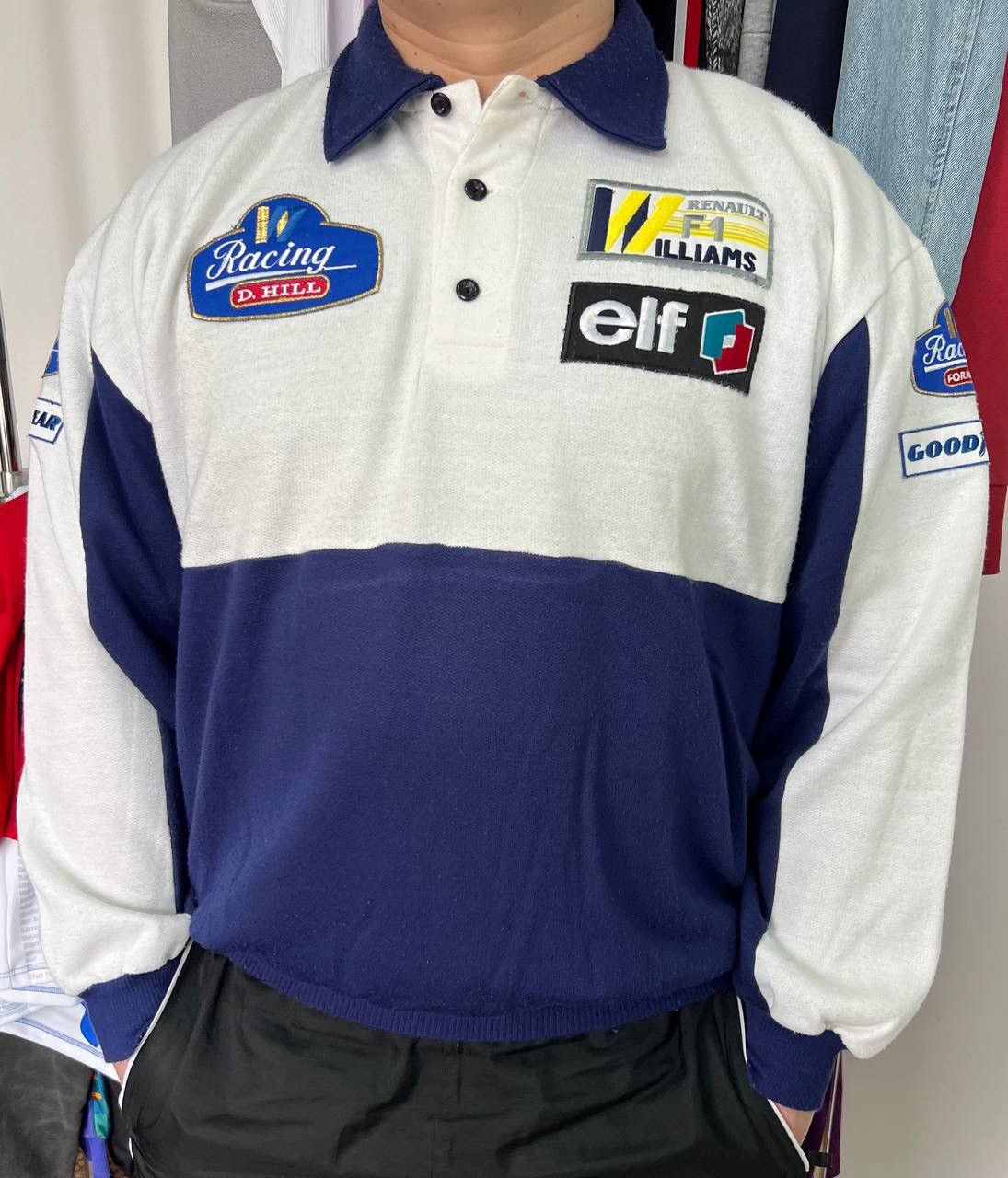 image of Formula Uno x Racing Vintage Renault F1 Willams Racing Rugby Polo Sweatshirt 90's in Blue White (Si