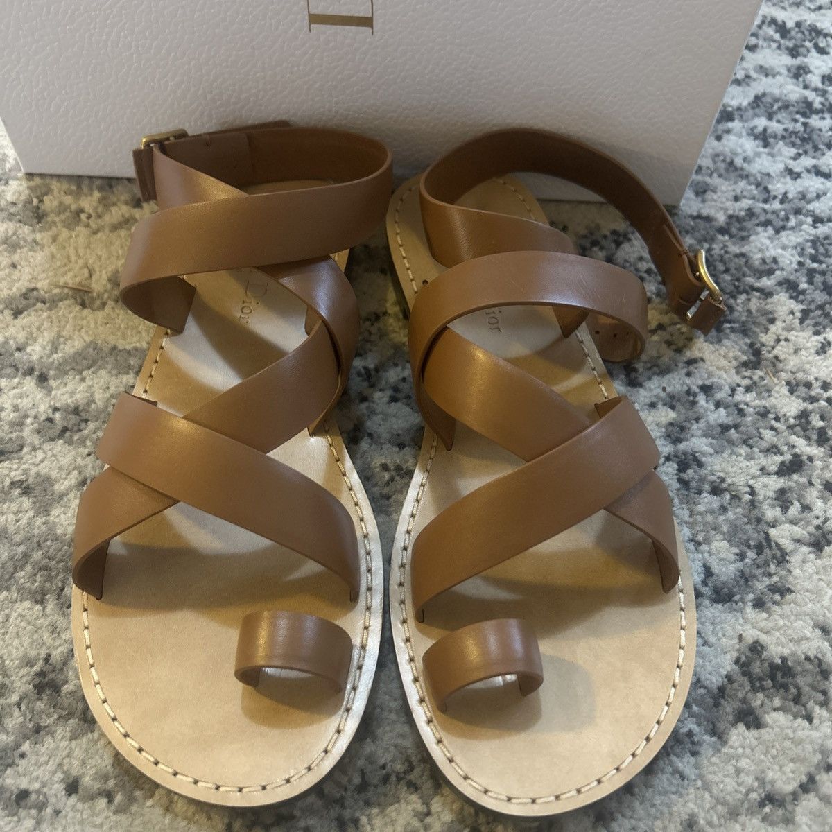 Dior Dior DIORIVIERA DIOR Sun TOE-Ring Sandal Camel Calfskin Size US 9.5 / IT 39.5 - 4 Thumbnail